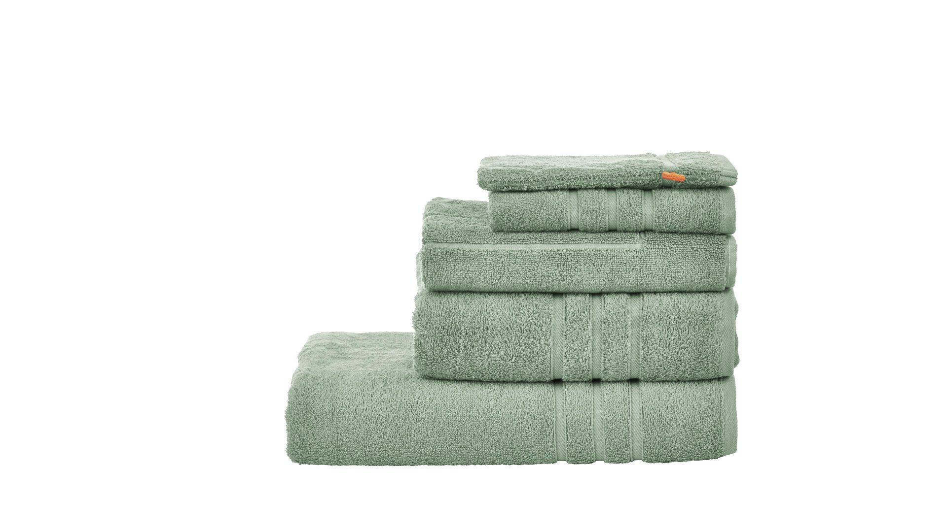 Handtuch-Set Done.® be different aus Stoff in Grün DONE.® Handtuch-Set Daily Uni eisberggrüne Baumwolle – fünfteilig