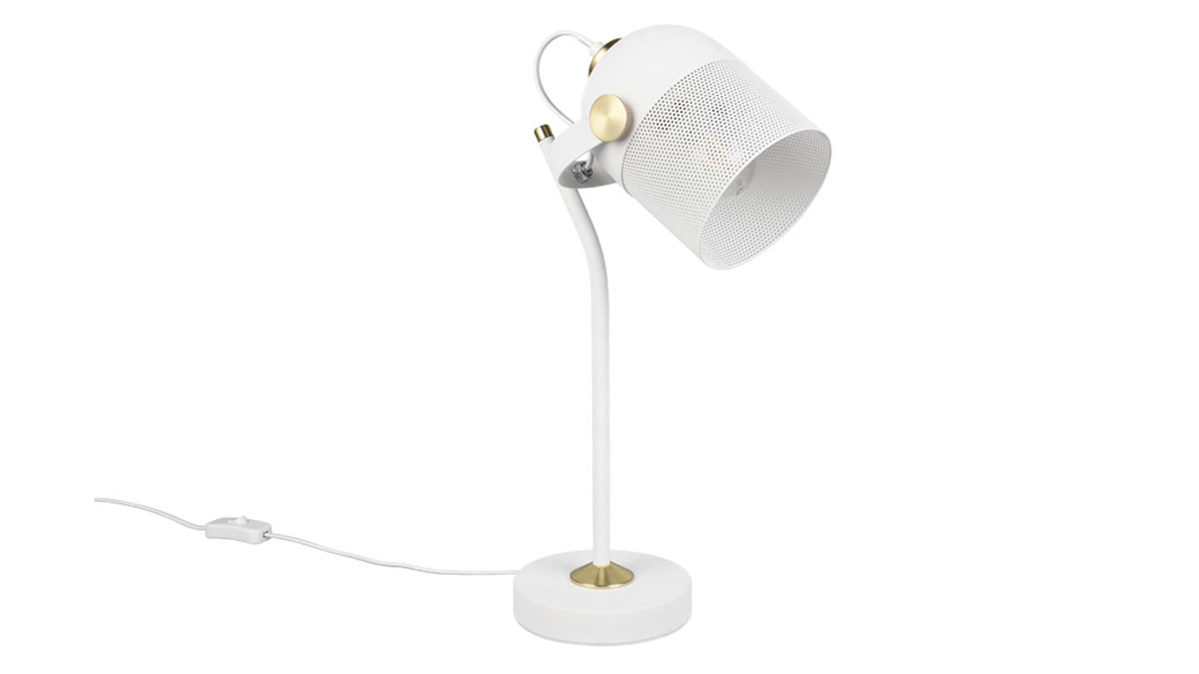 Tischleuchte Trio lighting for you aus Kunststoff Metall in Weiß TRIO Leuchten Tischleuchte MIXA, Tischlampe Durchmesser ca. 14 cm - Höhe ca. 45 cm