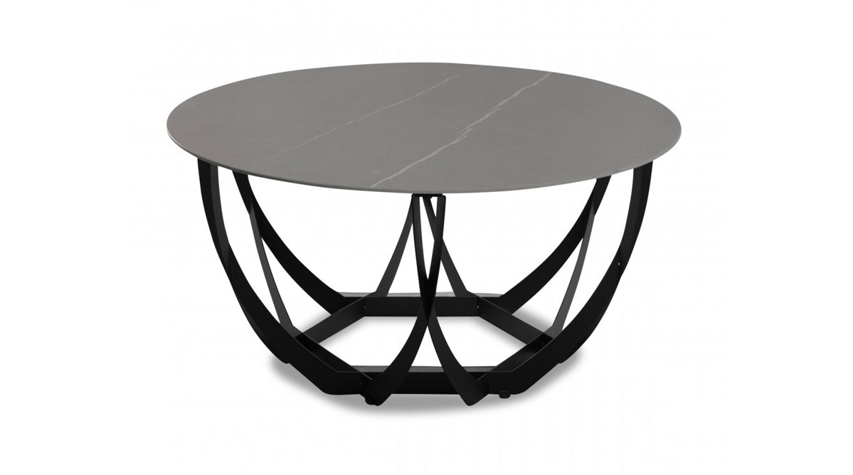 Couchtisch M2 kollektion aus Stein in Hellgrau Couchtisch Maya 2 Hellgrau & Schwarz - Durchmesser ca. 80 cm