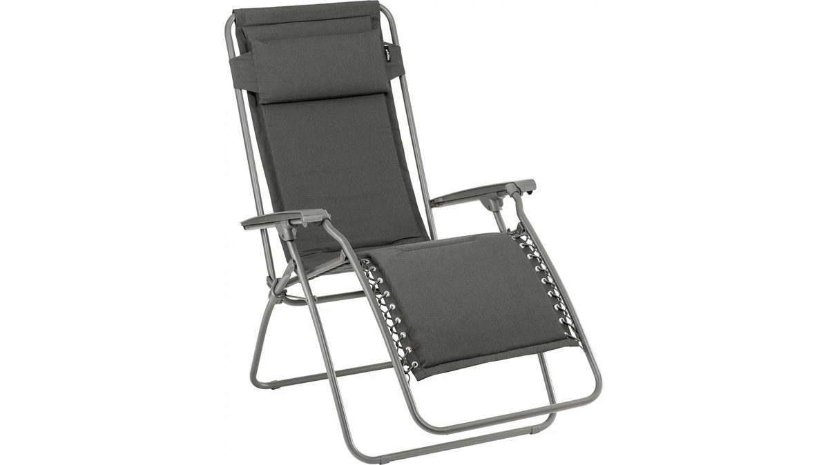 Gartenstuhl /-sessel Lafuma aus Metall Mikrofaser in Dunkelgrau Titan Lafuma Relaxsessel RT2 Liegestuhl LFM4022-8549 Stahlrohrgestell Titanfarbig, Bezug 8549 Ardoise