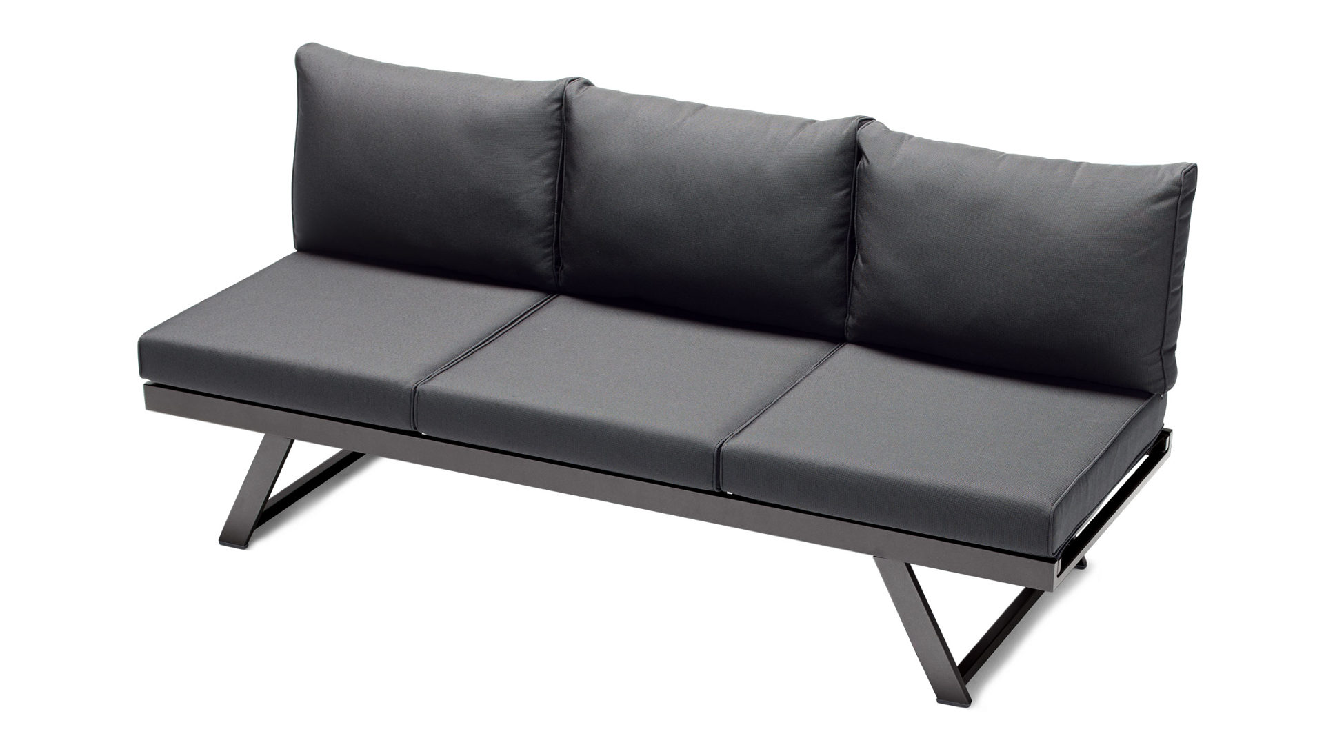 Loungemöbel Sieger aus Kunstfaser in Grau Sieger Exclusiv AUCKLAND 427 G-G Sofa Lounge Liege Gestell Aluminium eisengrau, Textilux Kunstfasergewebe grau