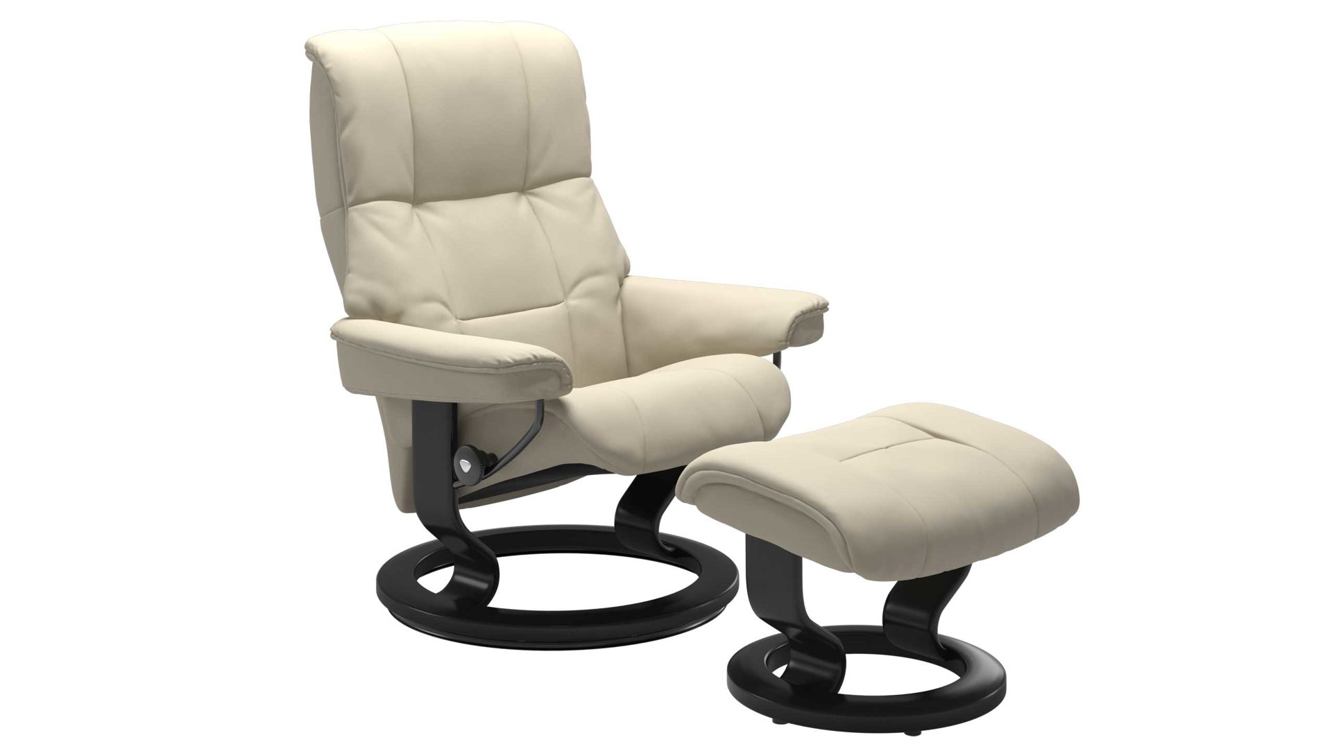 Sessel Ekornes aus Leder in Creme Schwarz Stressless MAYFAIR M Classic Relax-Sessel und Hocker Classic Schwarz, Leder Batick Cream, Medium