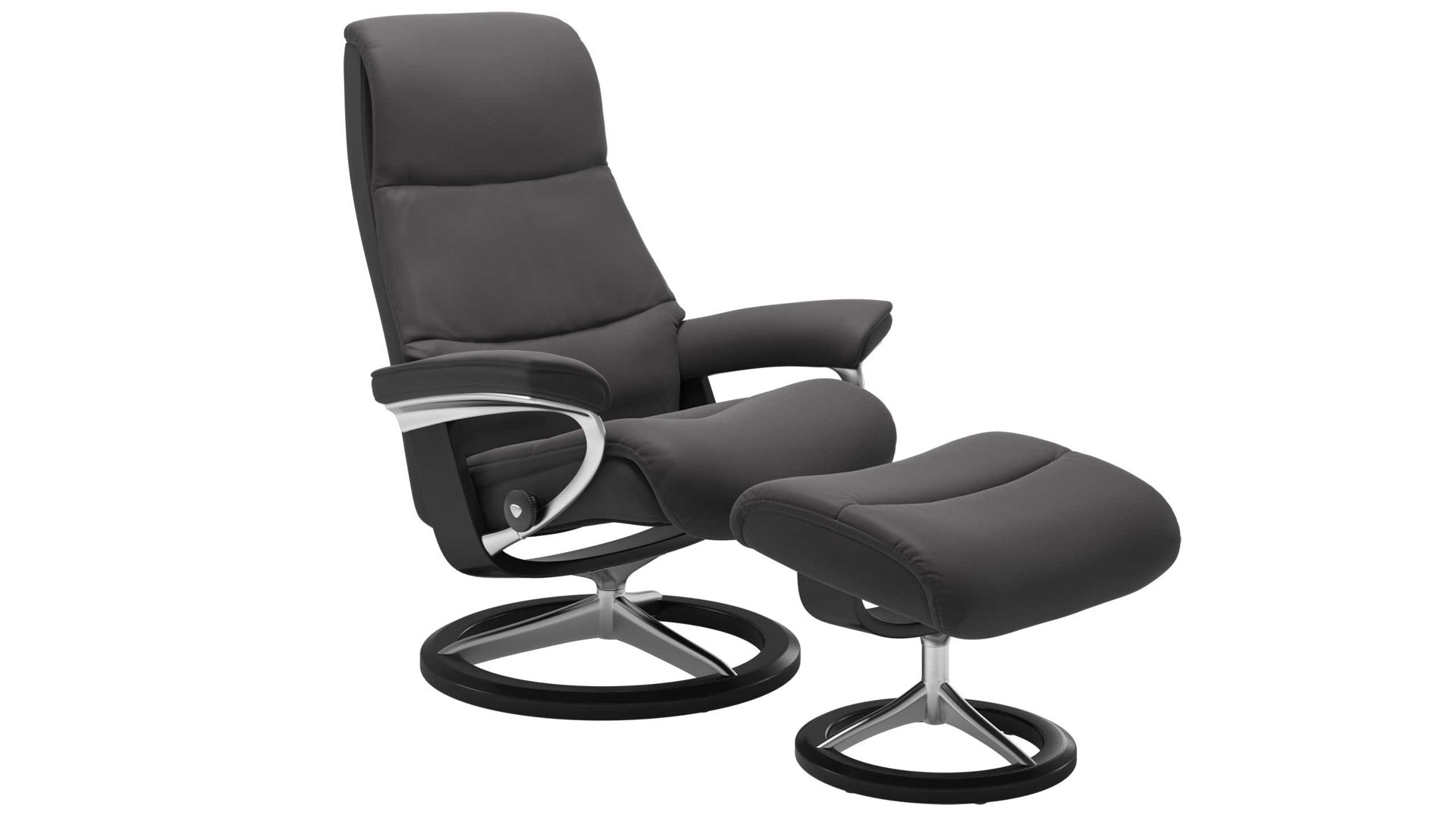 Sessel Ekornes aus Leder in Dunkelgrau Schwarz Stressless VIEW M Signature Relax-Sessel und Hocker Signature Schwarz, Medium, Leder Paloma Rock