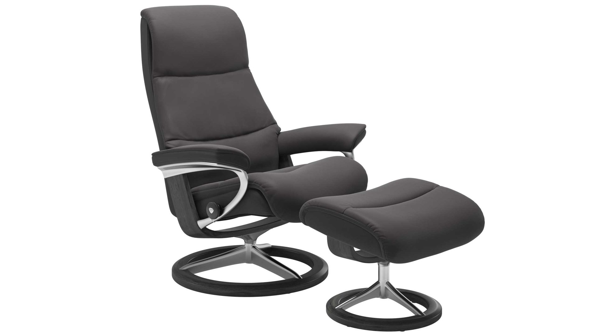 Sessel Ekornes aus Leder in Dunkelgrau Stressless VIEW M Signature Relax-Sessel und Hocker Leder Signature Grey, Medium, Leder Paloma Rock