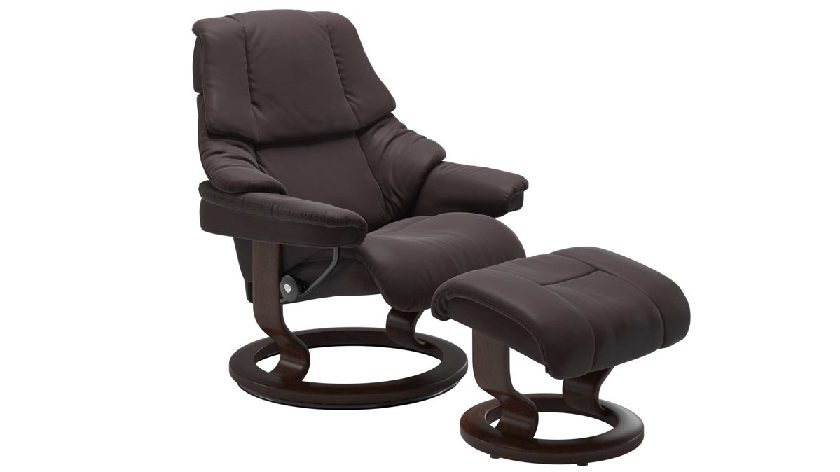 Sessel Ekornes aus Leder in Dunkelbraun Stressless RENO M Classic Relax-Sessel und Hocker Leder Classic Brown, Medium, Leder Paloma Chocolate