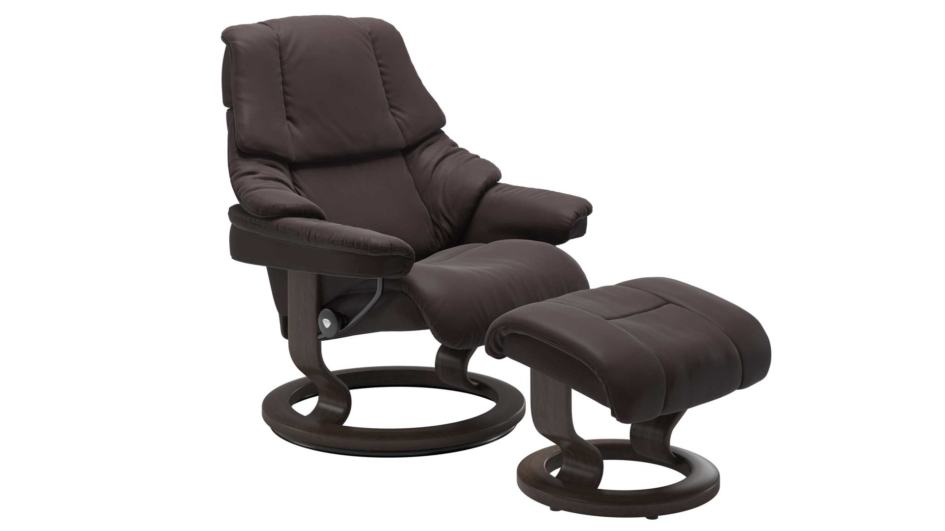 Sessel Ekornes aus Leder in Dunkelbraun Holzfarben Dunkel Stressless RENO M Classic Relax-Sessel und Hocker Leder Classic Wenge, Medium, Leder Paloma Chocolate