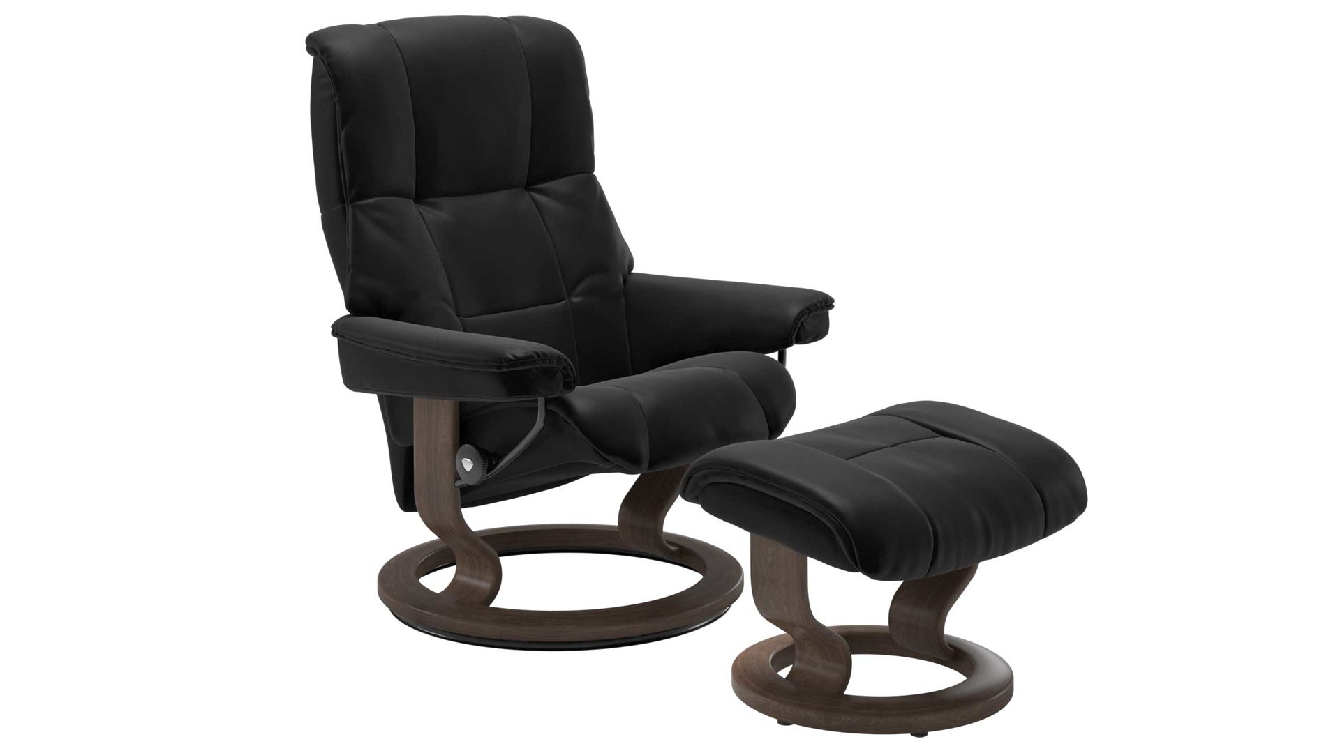 Sessel Ekornes aus Leder in Schwarz Holzfarben Dunkel Stressless MAYFAIR M Classic Relax-Sessel und Hocker Leder Classic Walnut, Medium, Leder Batick Black