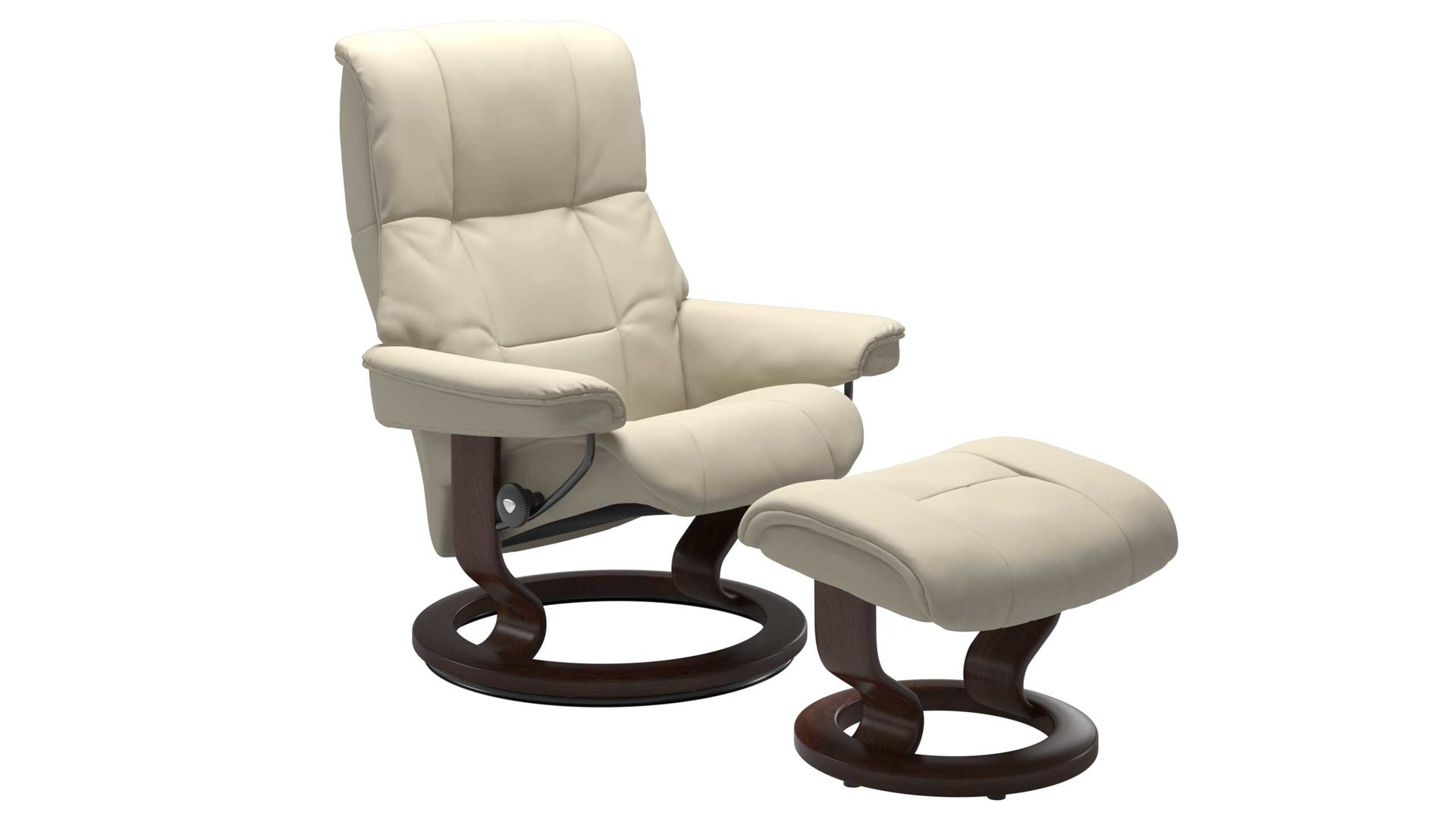 Sessel Ekornes aus Leder in Creme Dunkelbraun Stressless MAYFAIR M Classic Relax-Sessel und Hocker Leder Classic Brown, Leder Batick Cream, Medium