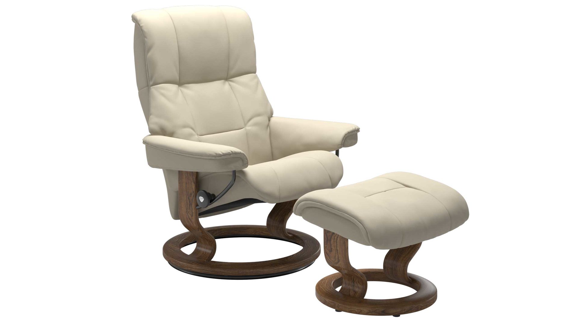 Sessel Ekornes aus Leder in Creme Holzfarben Dunkel Stressless MAYFAIR M Classic Relax-Sessel und Hocker Leder Classic Teak, Leder Batick Cream, Medium