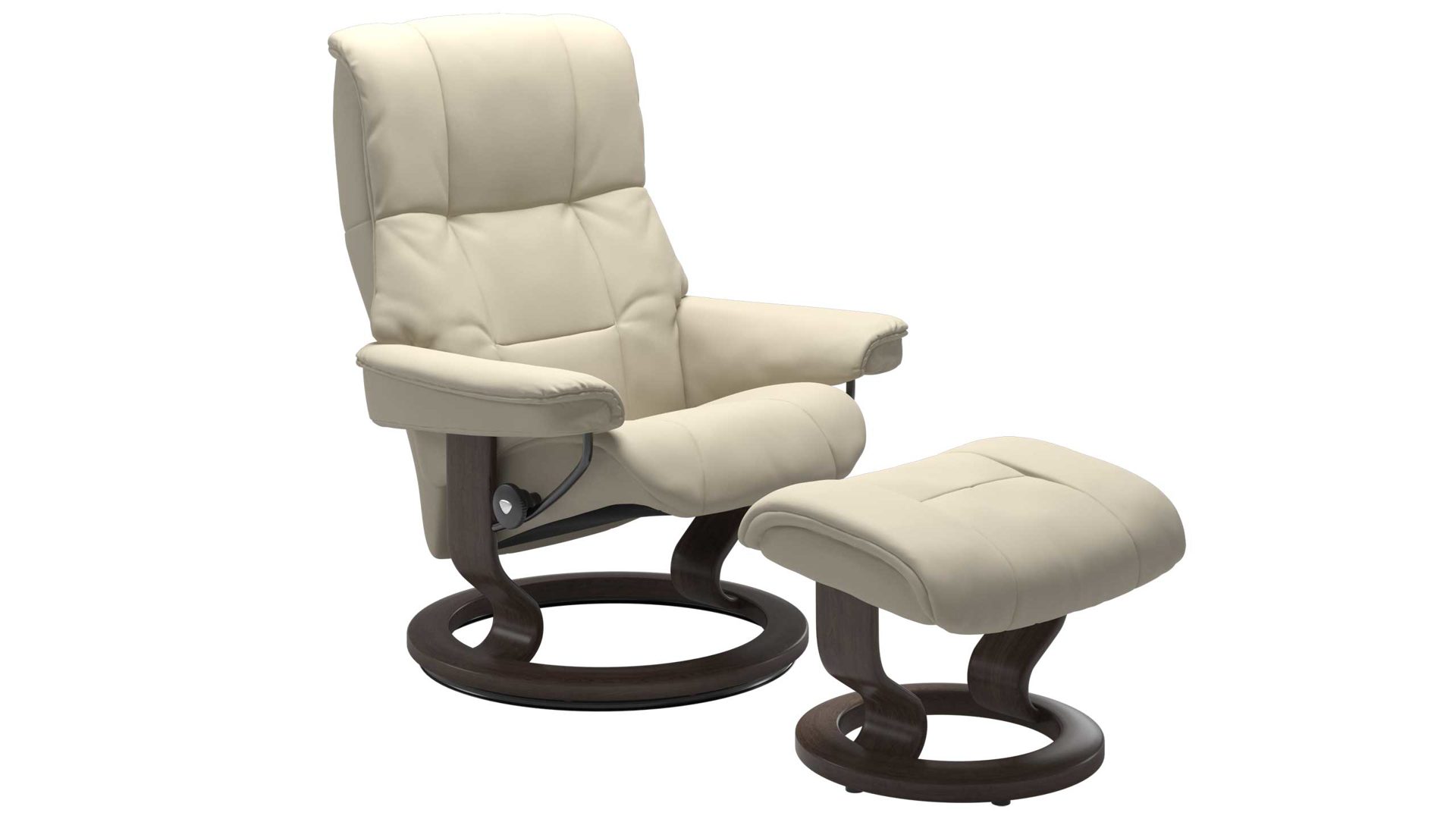 Sessel Ekornes aus Leder in Creme Holzfarben Dunkel Stressless MAYFAIR M Classic Relax-Sessel und Hocker Leder Classic Wenge, Leder Batick Cream, Medium