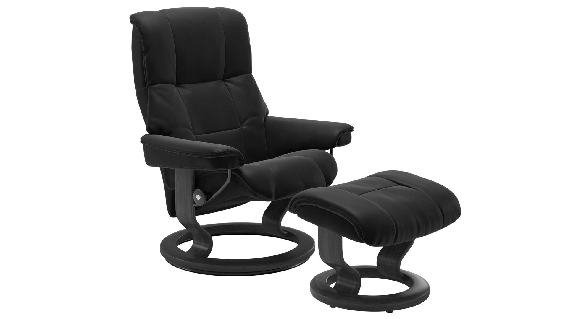 Sessel Ekornes aus Leder in Schwarz Dunkelgrau Stressless MAYFAIR M Classic Relax-Sessel und Hocker Leder Classic Grey, Medium, Leder Paloma Black, Classic Schwarz