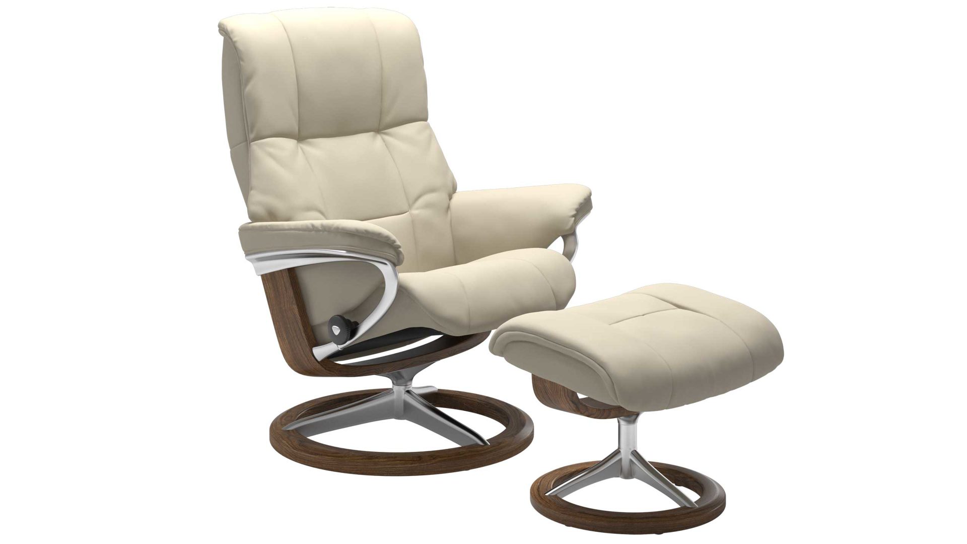 Sessel Ekornes aus Leder in Creme Holzfarben Dunkel Stressless MAYFAIR M Signature Relax-Sessel und Hocker Leder Signature Teak, Medium, Leder Batick Cream