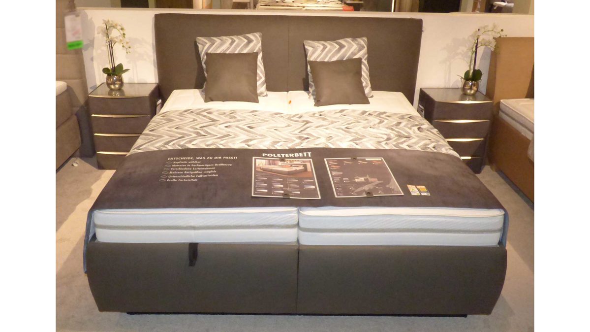 Polsterbett comfortmaster besser sitzen, liegen, leben aus Stoff in Anthrazit OSCHMANN OC-PB21005 Polsterbett OC-PB21005, Bett 180 x 200 cm Stoff Galero Slate 640000 – Kopfteil 0689, Fuss S01-10