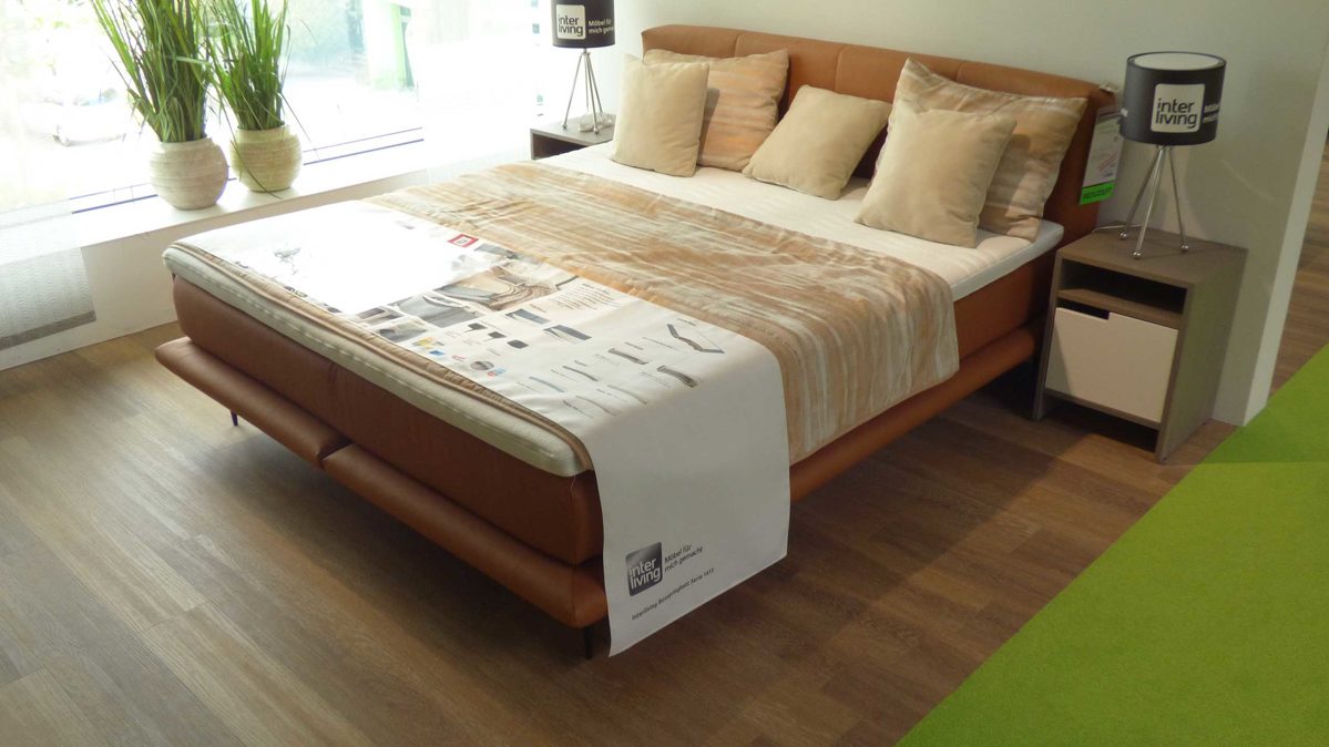 Boxspringbett Interliving aus Stoff in Anthrazit Interliving Boxspringbett Serie 1413 - VZ1 Stoff Galero 640003 Siena – Liegefläche ca. 180 x 200 cm