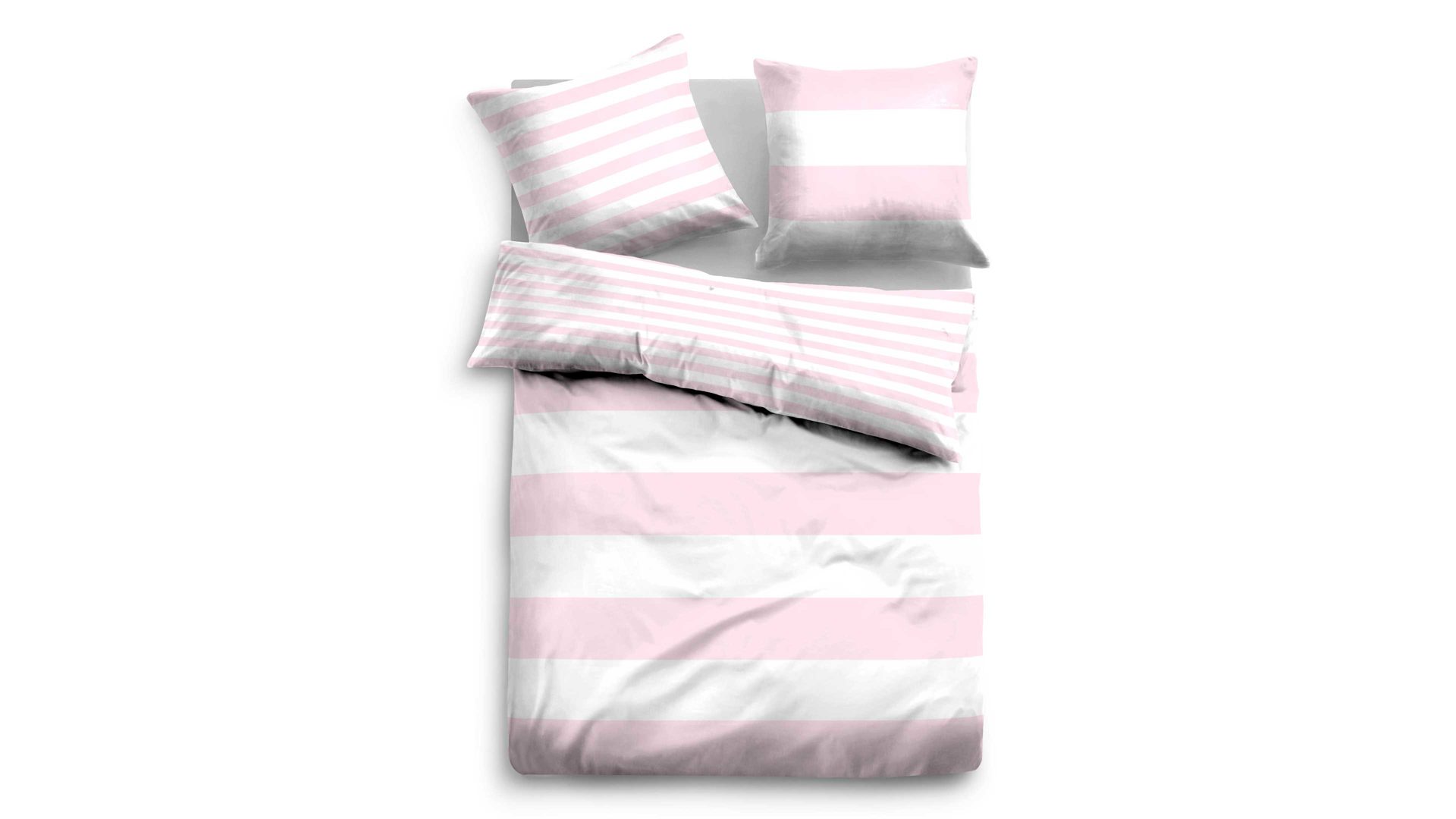 Bettwäsche-Set Biberna aus Stoff in Pastell TOM TAILOR Linon-Bettwäsche Sportlicher Streifen rosefarbene & weiße Streifen – ca. 135 x 200 cm