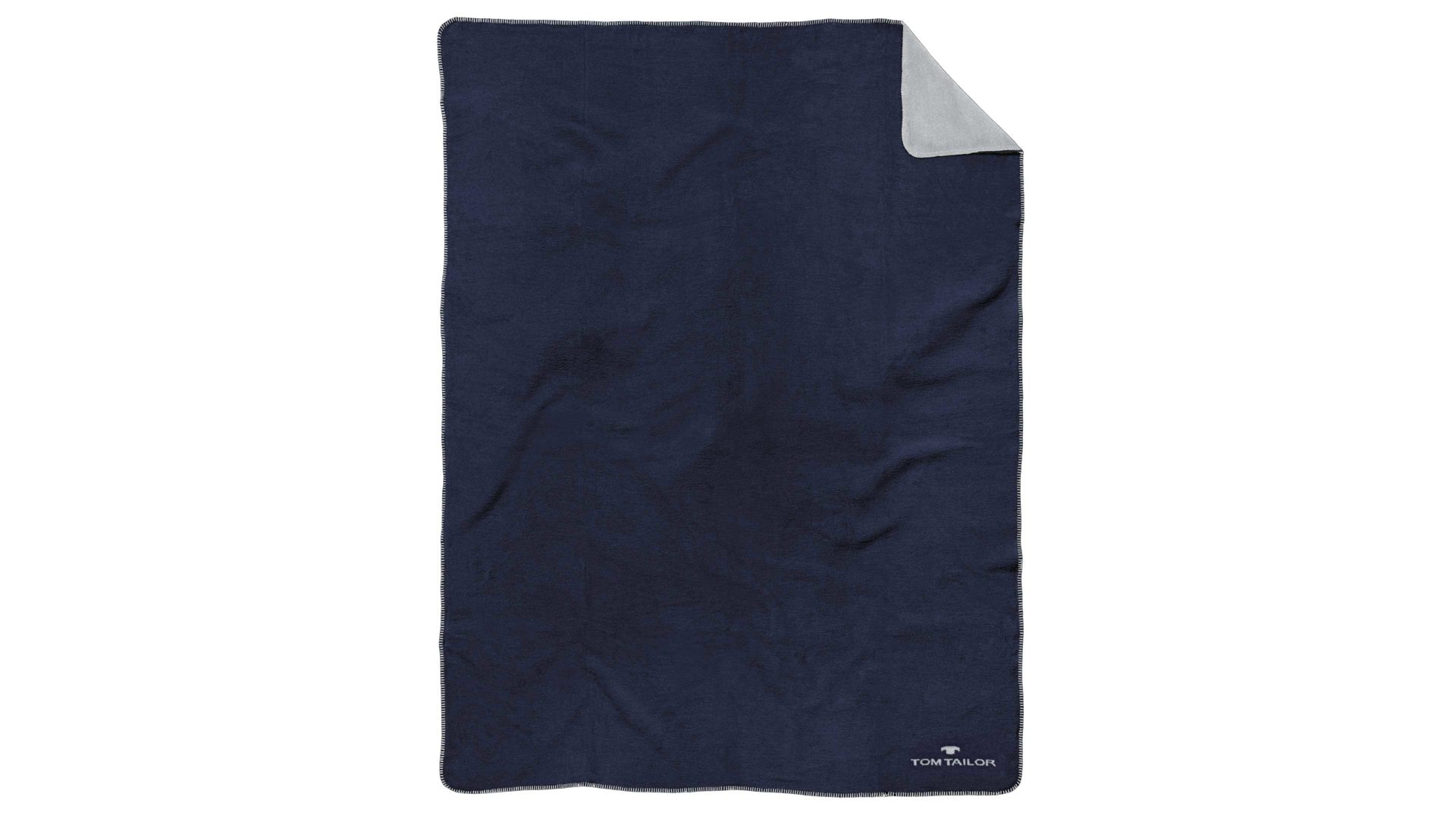 Wohndecke Biberna aus Stoff in Blau TOM TAILOR Doubleface-Decke indigoblaues & hellgraues Uni – ca. 150 x 200 cm