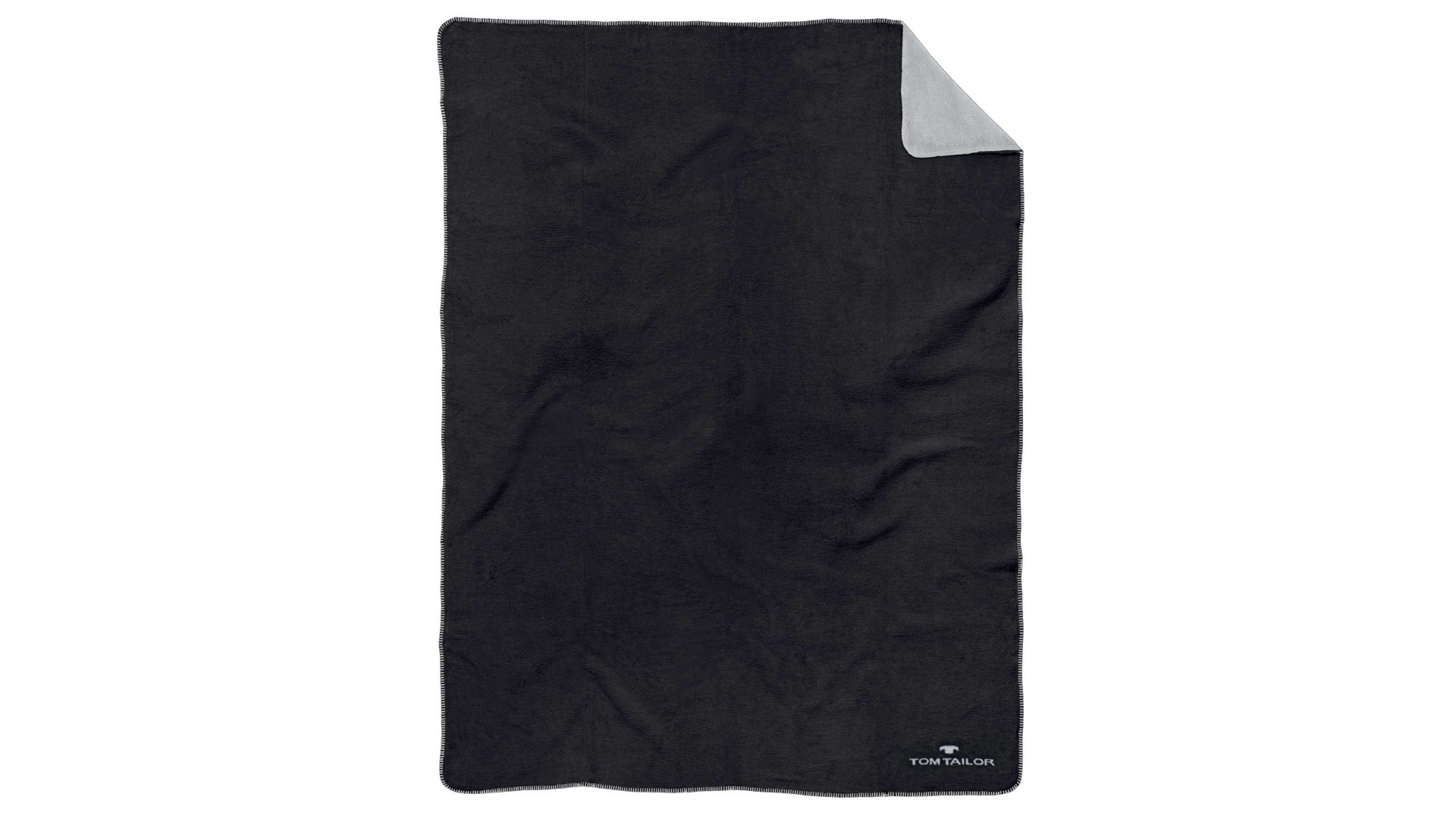 Wohndecke Biberna aus Stoff in Schwarz TOM TAILOR Doubleface-Decke schwarzes & hellgraues Uni – ca. 150 x 200 cm
