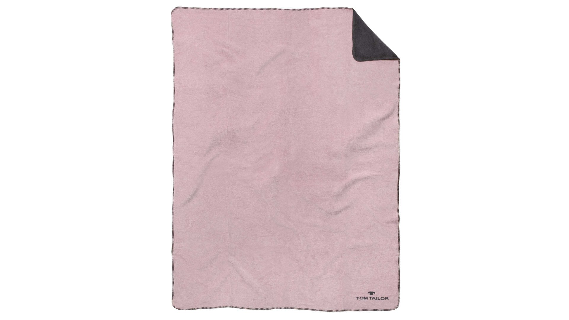 Wohndecke Biberna aus Stoff in Pastellfarben TOM TAILOR Doubleface-Decke rosefarbenes & dunkelgraues Uni – ca. 150 x 200 cm