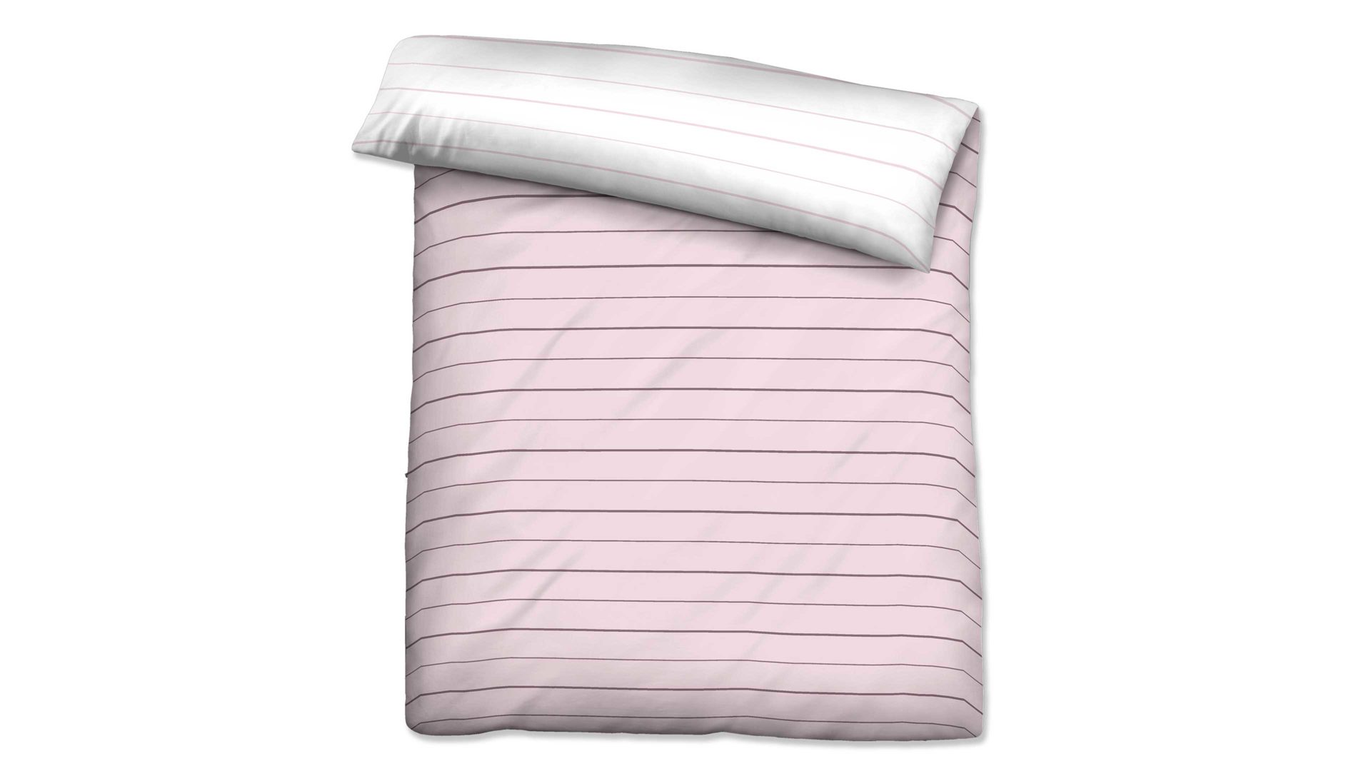 Bettbezug Biberna aus Stoff in Pastell biberna Mako-Satin Bettdeckenbezug Streifen Mix & Match rosefarbene & sturmgraue Streifen – ca. 135 x 200 cm