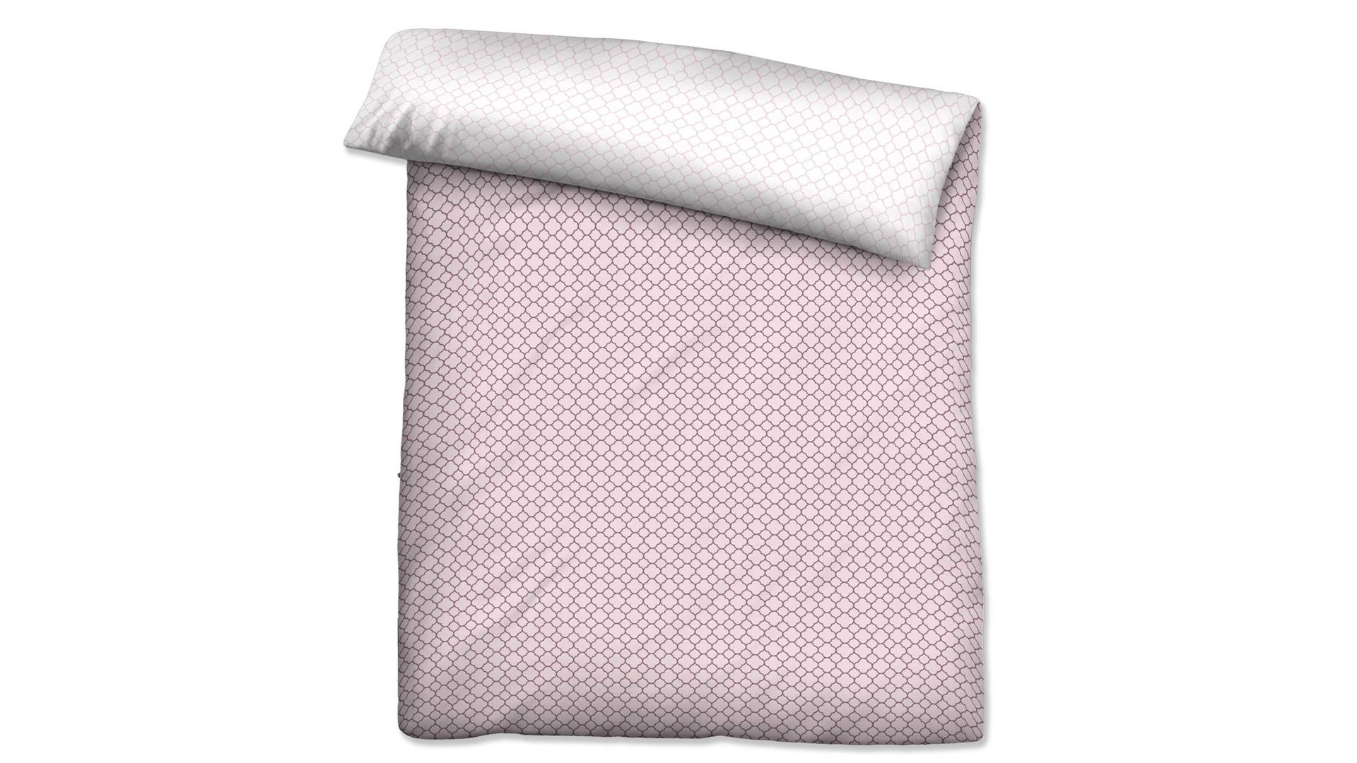 Bettbezug Biberna aus Stoff in Pastellfarben biberna Mako-Satin Bettdeckenbezug Grafik Mix & Match rosefarbenes & weißes Grafikmuster – ca. 200 x 200 cm