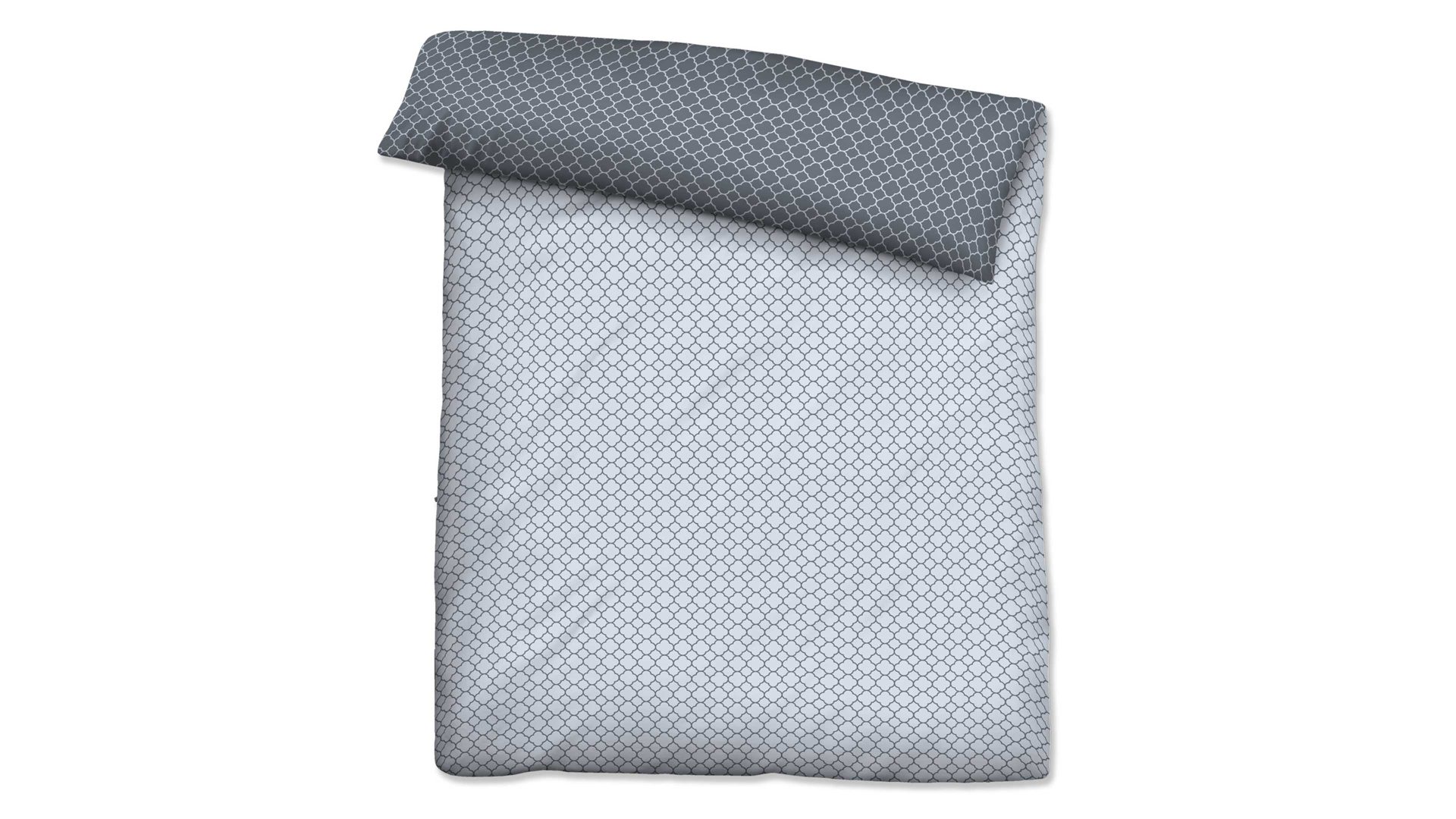 Bettbezug Biberna aus Stoff in Blau biberna Mako-Satin Bettdeckenbezug Grafik Mix & Match rauch- & graublaues Grafikmuster – ca. 155 x 200 cm