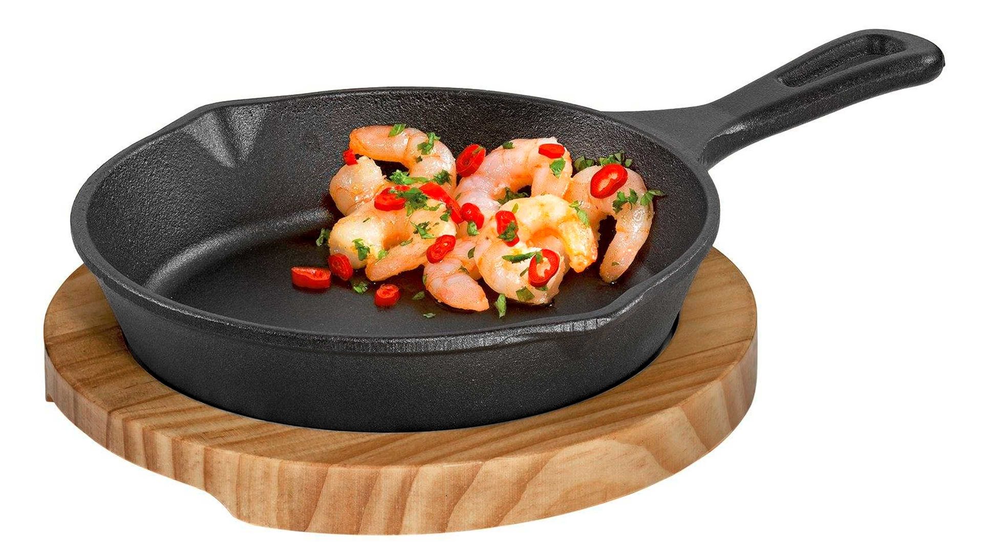 Servierpfanne Küchenprofi aus Metall in Schwarz KÜCHENPROFI BBQ Grill- & Servierpfanne rund - Gusseisen & Holz