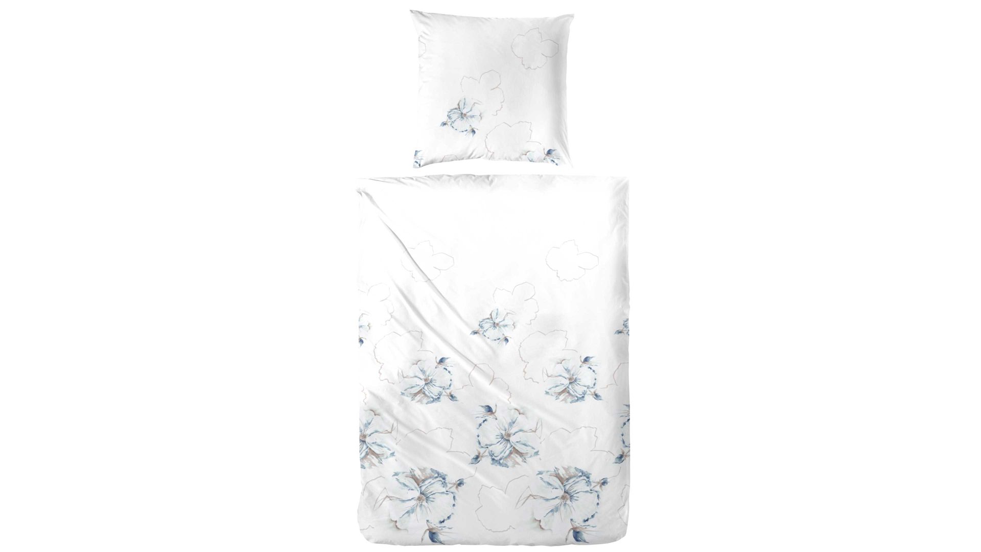 Bettwäsche-Set H.g. hahn haustextilien aus Stoff in Blau HAHN Bettwäsche-Set zweiteilig, ca. 135 x 200 cm - blaue Blumen-Stickerei