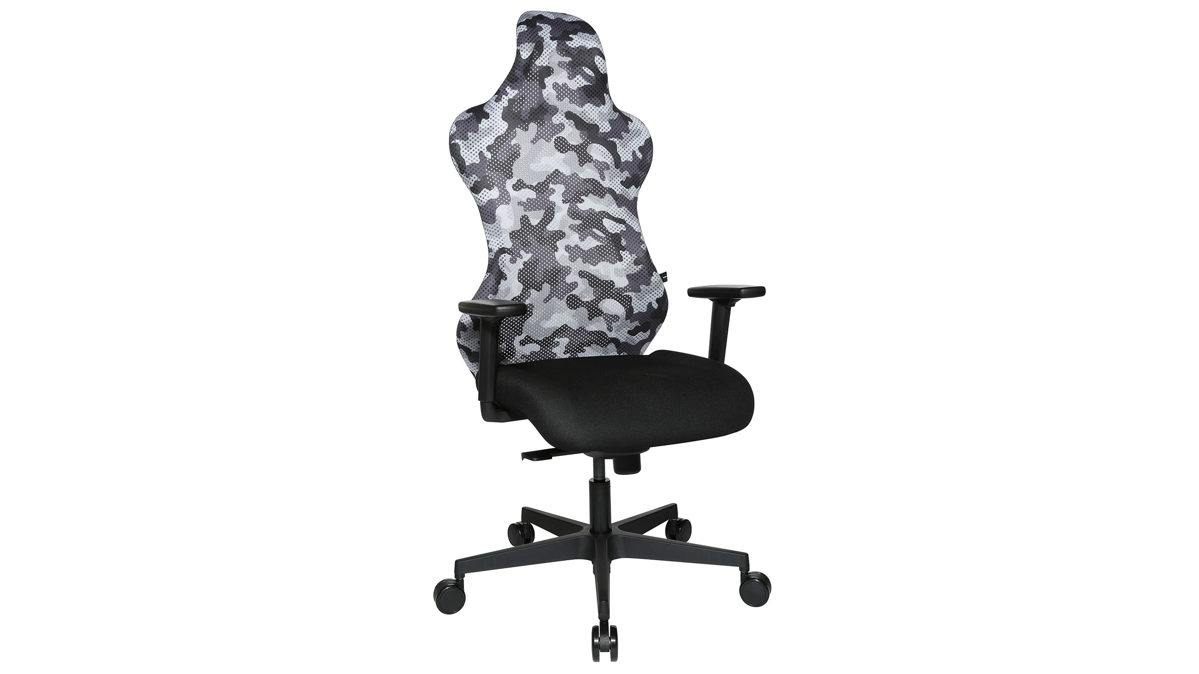 Chefsessel Topstar aus Kunststoff Metall Stoff in Schwarz Grau Weiß TOPSTAR Gaming-Drehstuhl Chefsessel SITNESS RS SPORT Rücken Camouflage grau, Sitz Stoff schwarz