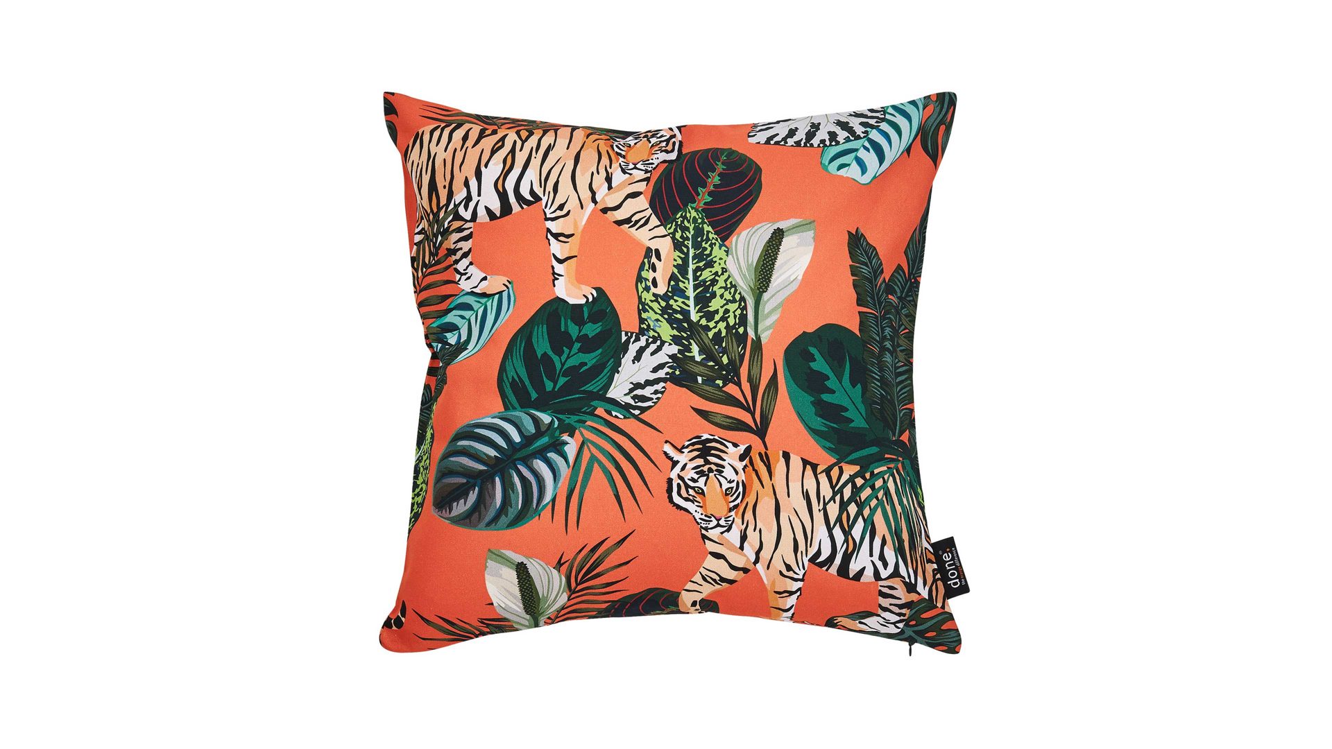 Kissenbezug /-hülle Done.® be different aus Stoff in Mehrfarbig DONE.® Kissehülle Cushion Panama Print Dessin Tiger – ca. 45 x 45 cm