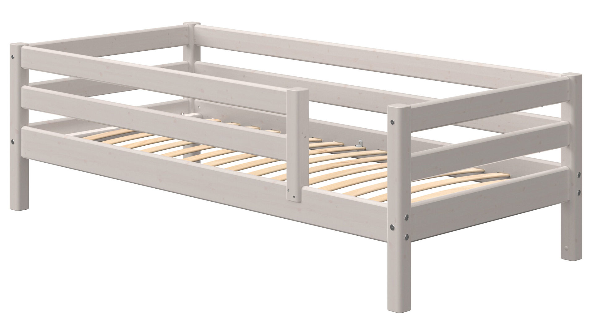 Einzelbett Flexa aus Holz in Hellgrau FLEXA Classic Bett Einzelbett mit Absturzsicherung 90x200 cm Kiefer grau lasiert