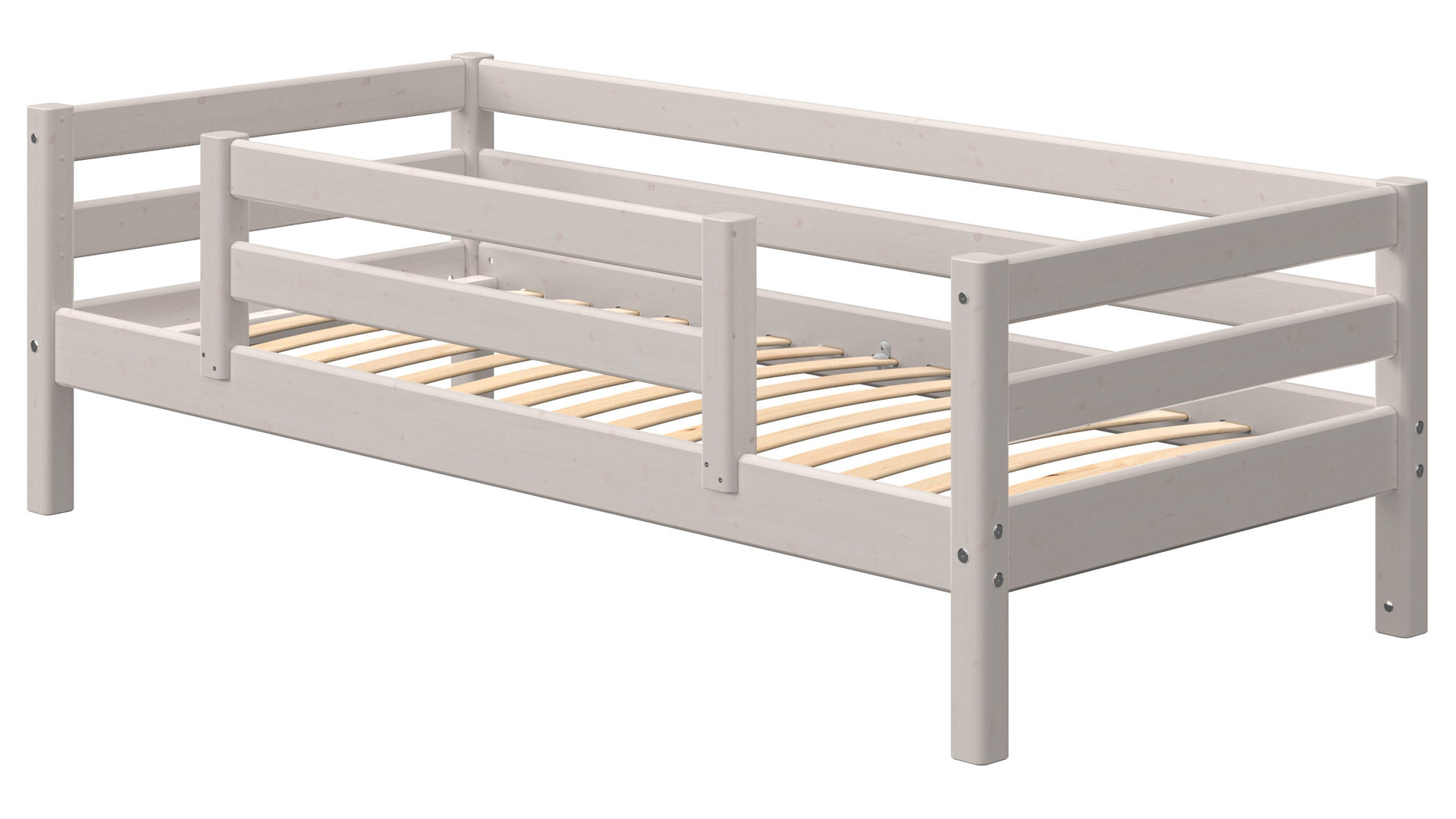 Einzelbett Flexa aus Holz in Hellgrau FLEXA Classic Bett Einzelbett mit Absturzsicherung 90x200 cm Kiefer grau lasiert