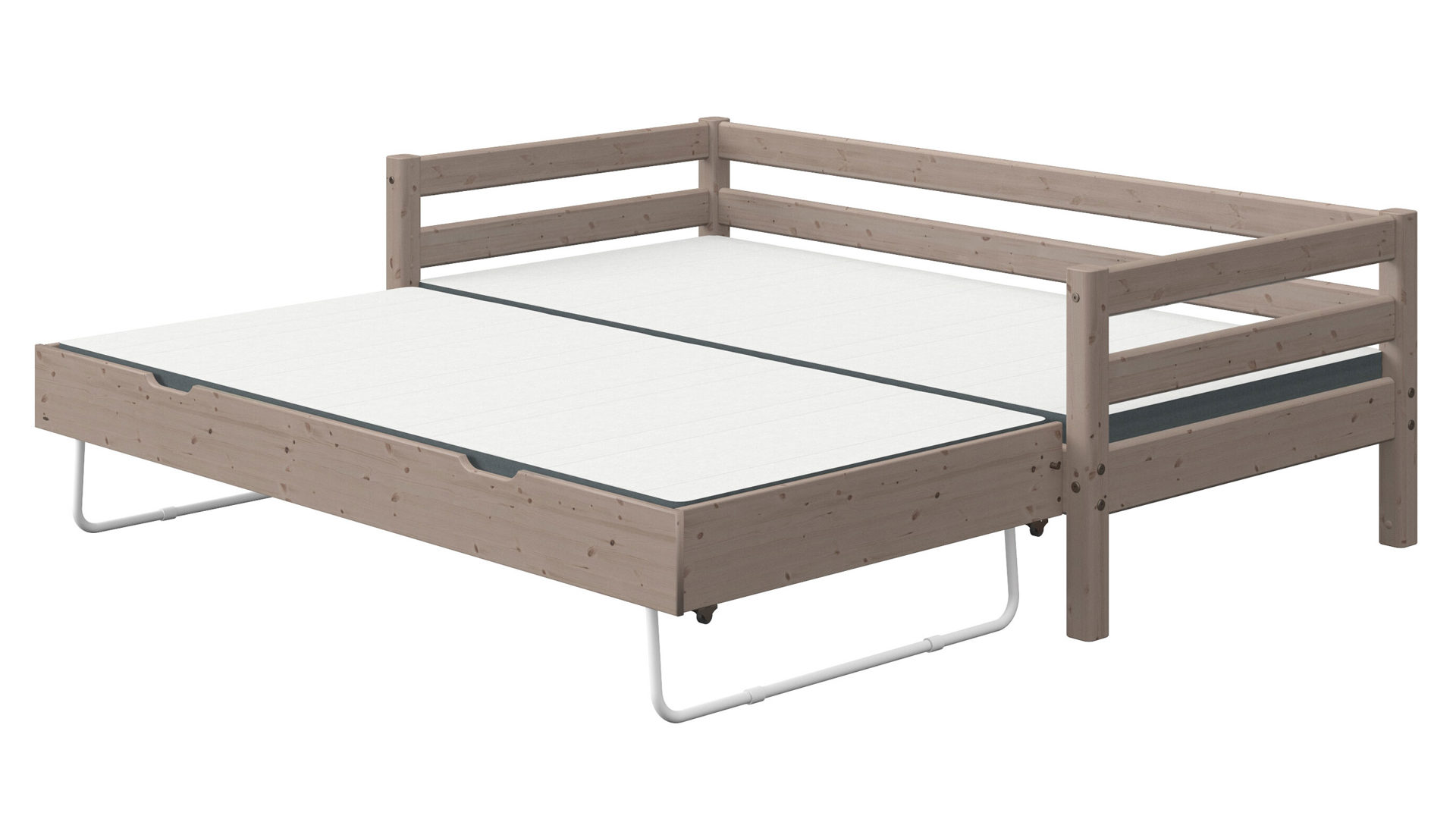 Einzelbett Flexa aus Holz in Braun FLEXA Classic Bett mit Absturzsicherung und Ausziehbett 90x200 cm Kiefer Terra