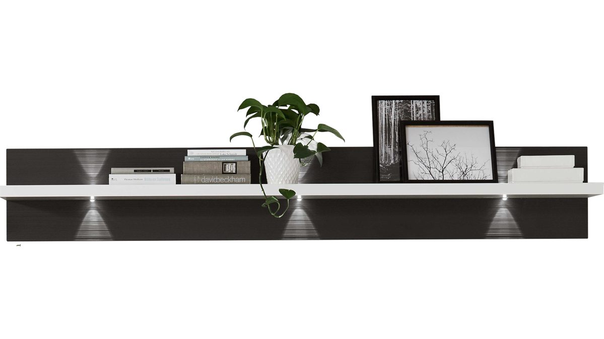 Wandregal Ideal möbel aus Holz in Grau Wandregal Manhattan Weiß & Graphit – Länge ca. 200 cm