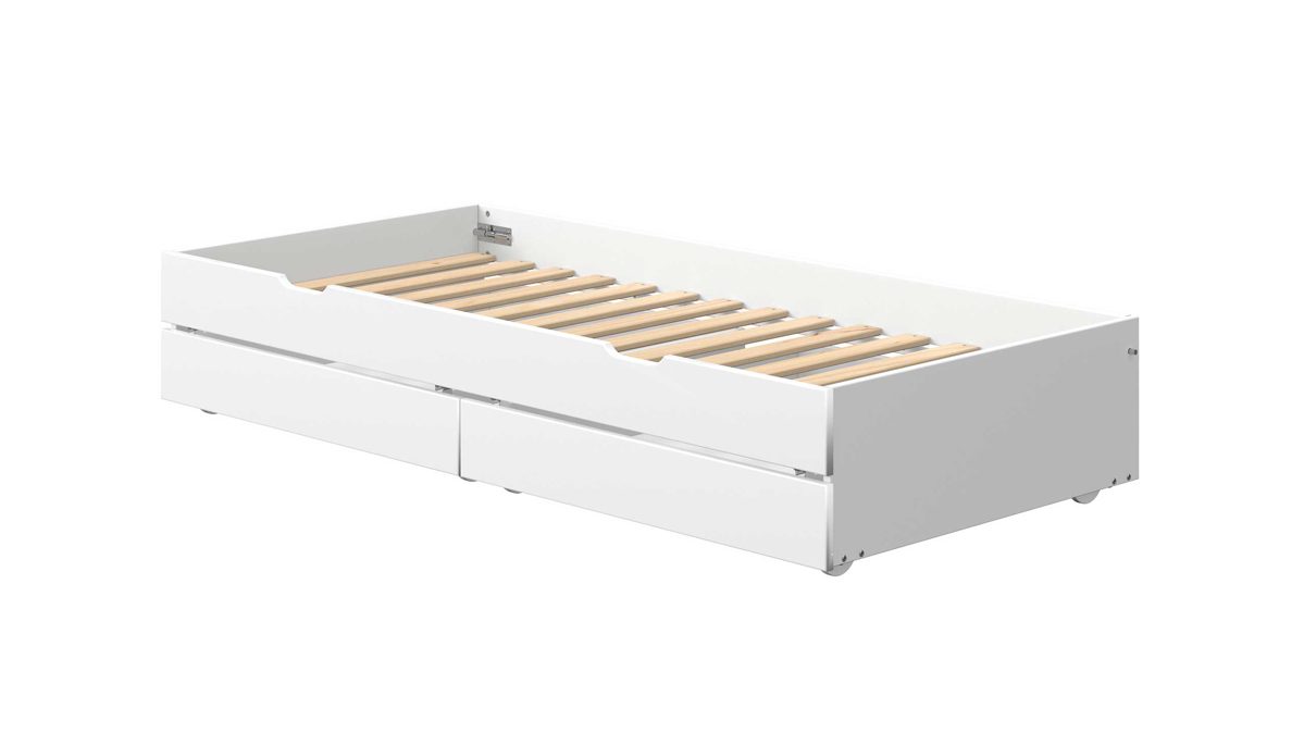 Einzelbett Flexa aus Holz in Weiß FLEXA White Ausziehbett mit 2 Schubladen - Länge 196 weiß
