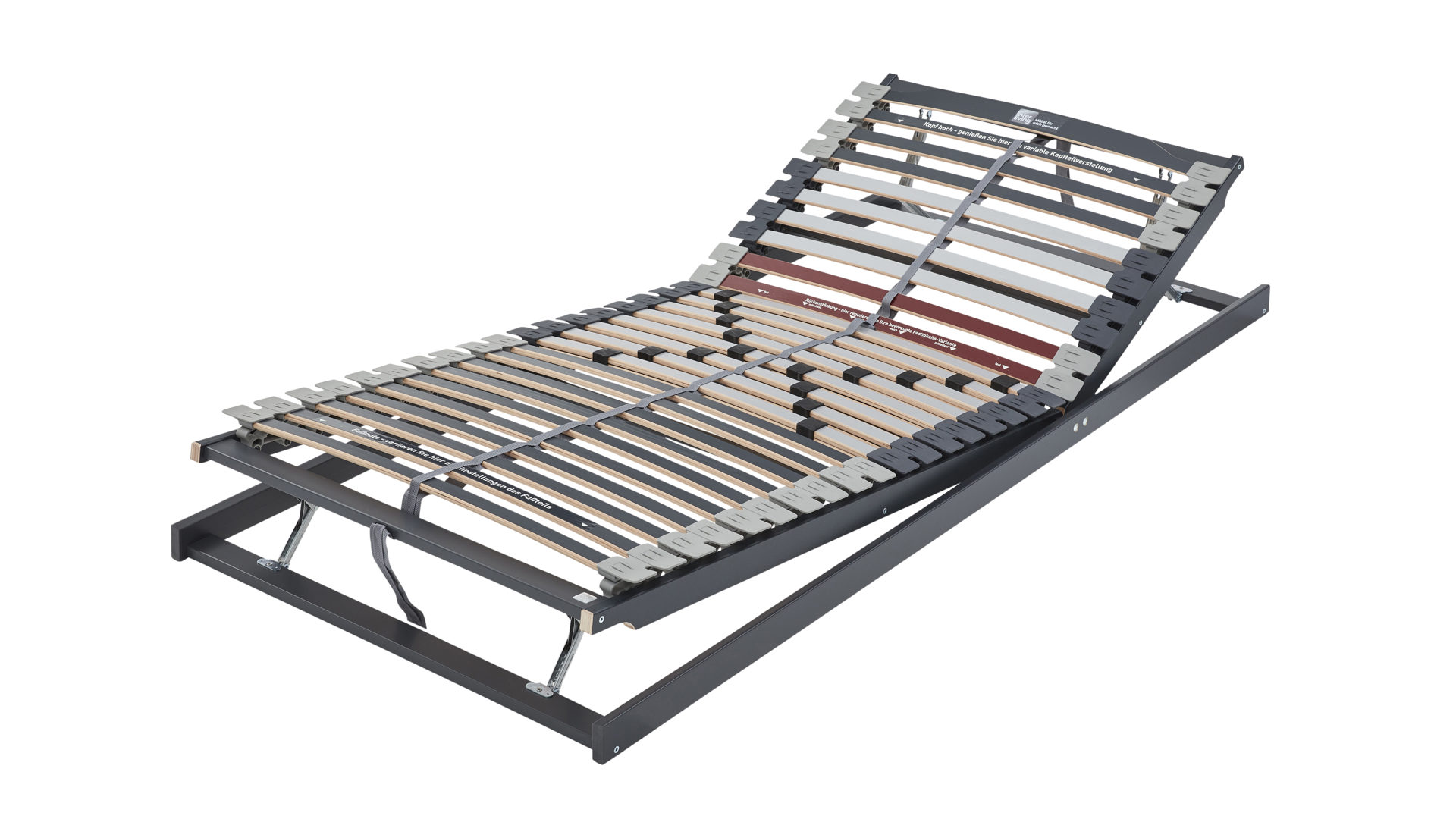 Lattenrost Interliving aus Holz in Grau Interliving Lattenrost Serie 1944 mit manuellen Funktionen manuelle Kopf- & Fußteilverstellung – Liegefläche ca. 100 x 190 cm