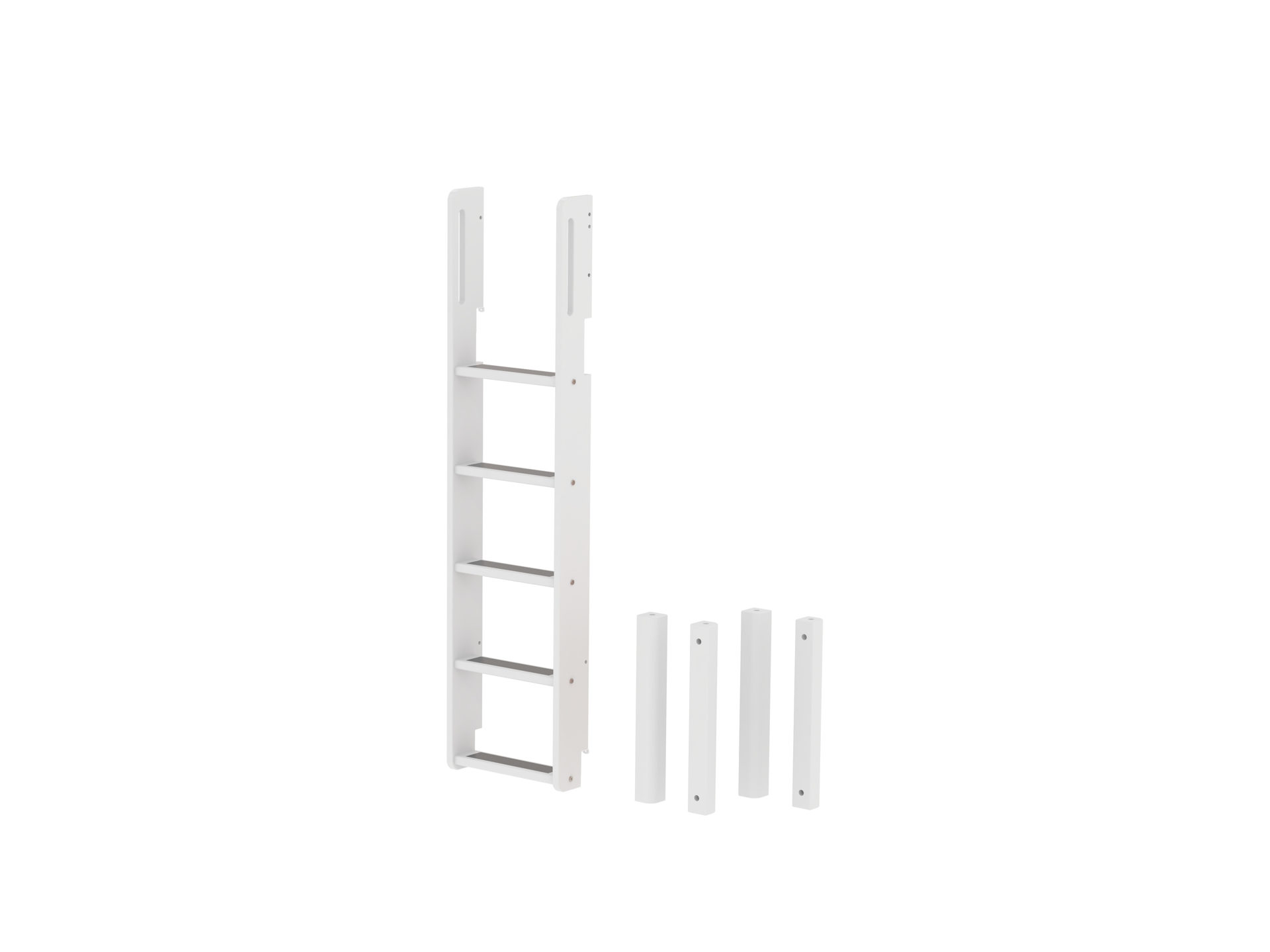 Einzelbett Flexa aus Holz in Weiß FLEXA White senkrechte Leiter + Verbindungspfosten  für Maxi Etagenbett, weiß - weiß