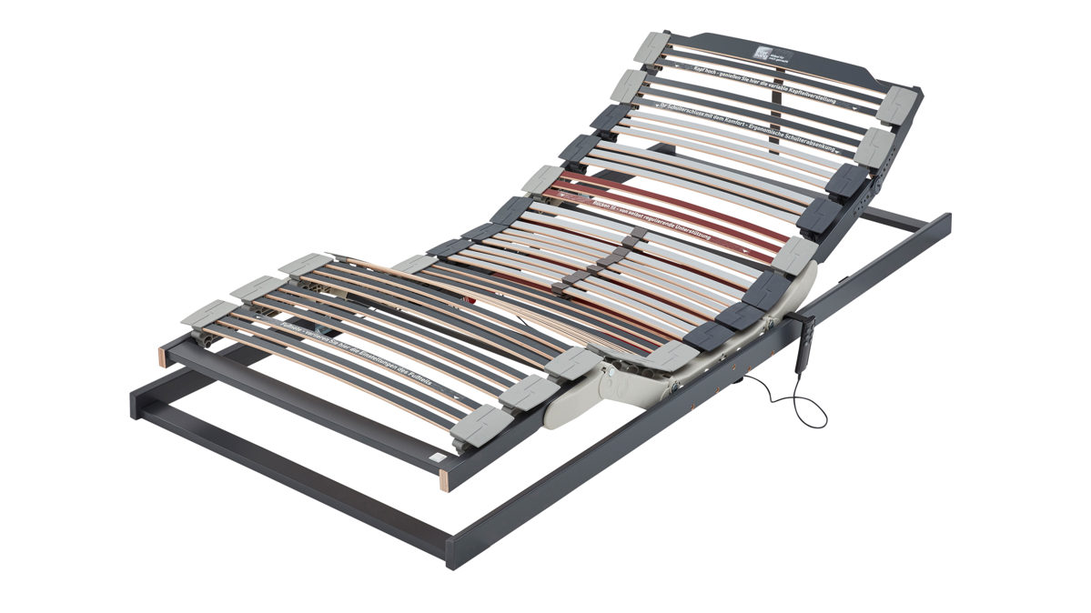 Lattenrost Interliving aus Holz in Grau Interliving Lattenrost Serie 1943 mit Motorfunktionen motorische Rücken- & Fußteilverstellung – Liegefläche ca. 100 x 200 cm
