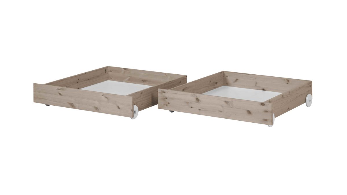 Einzelbett Flexa aus Holz in Dunkelbraun FLEXA Classic 2 Schubladen - Länge 196 cm für Einzelbett + Etagenbett, Kiefer Terra