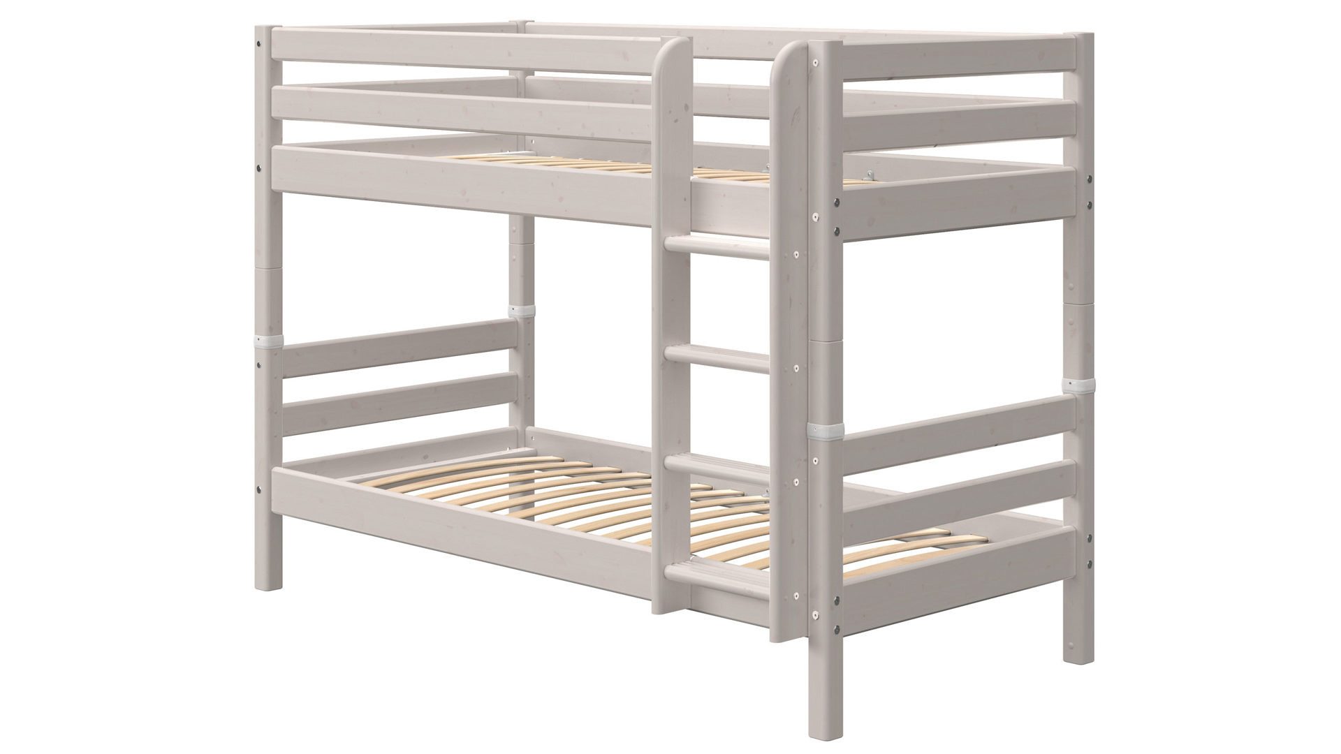 Einzelbett Flexa aus Holz in Hellgrau FLEXA Classic Etagenbett 90x200 cm mit senkrechter Leiter Kiefer grau lasiert