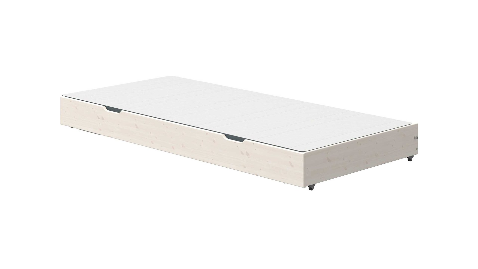 Einzelbett Flexa aus Holz in Weiß FLEXA Classic Ausziehbett mit Rollrost - Länge 186 Kiefer weiß lasiert