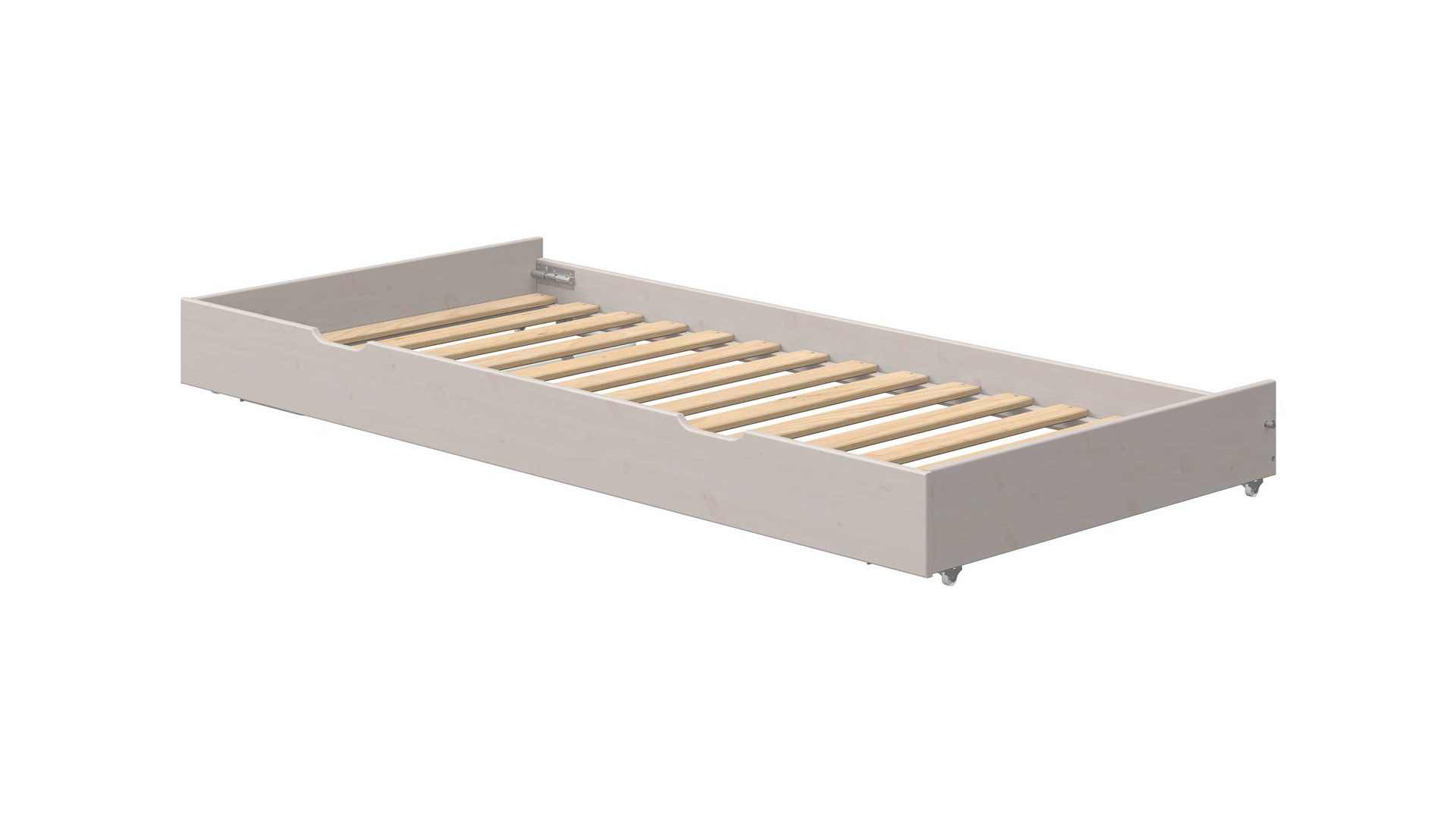Einzelbett Flexa aus Holz in Grau FLEXA Classic Ausziehbett mit Rollrost - Länge 186 Kiefer grau lasiert