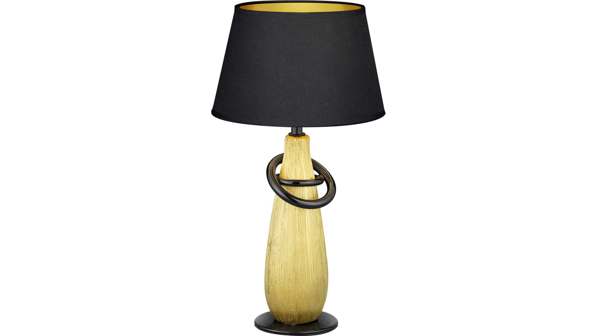 Tischleuchte Reality leuchten aus Stoff in Schwarz RL Tischleuchte Thebes für Ihre Wohnaccessoires Gold & Schwarz – Höhe ca. 38 cm