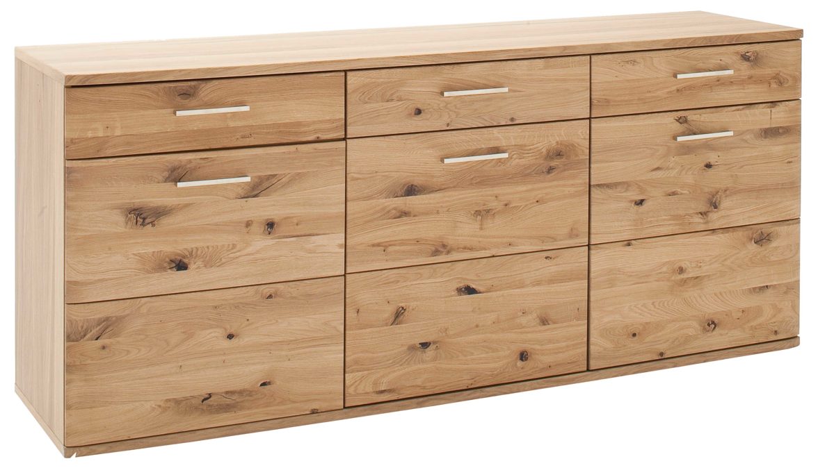 Sideboard Mca furniture aus Holz in Holzfarben Wohnprogramm Santori - Sideboard Eiche & Asteiche – drei Türen, zwei Schubladen