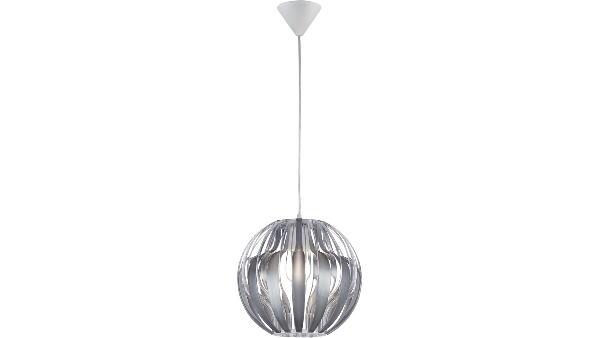 Pendelleuchte Reality leuchten aus Kunststoff in Metallfarben RL Pendelleuchte - Hängelampe Pumpkin silberfarbener Kunststoff – Durchmesser ca. 30 cm