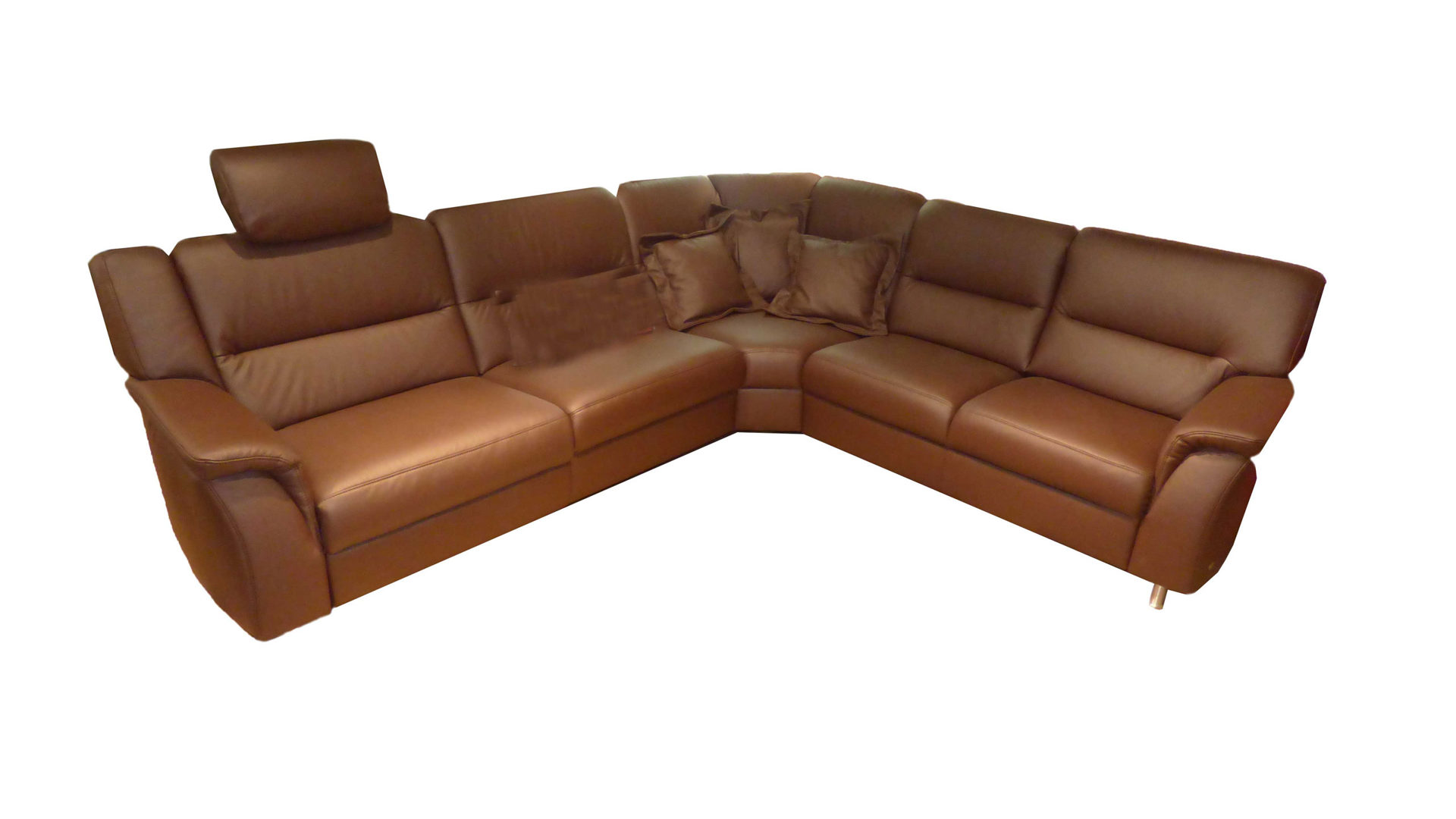 Ecksofa Himolla aus Leder in Braun Himolla Polstergarnitur Relax-Wohnlandschaft 1104 Leder Leder LongLife soft Nougat, Wallfree elektrisch, Rücken echt