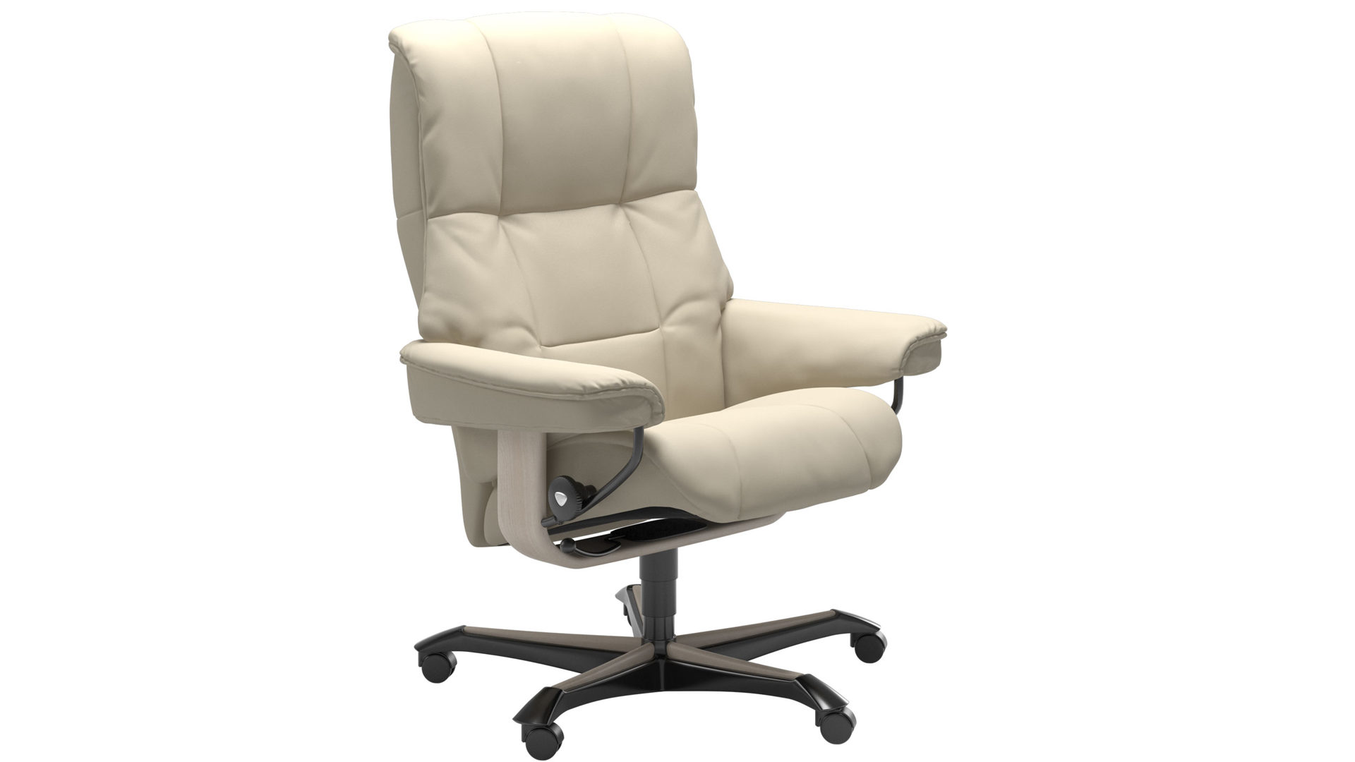 Bürostuhl Ekornes aus Leder in Creme Beige Stressless MAYFAIR  Home Office Sessel Leder Bürostuhl Home Office Gestell Whitewash, Medium, Leder Batick Cream