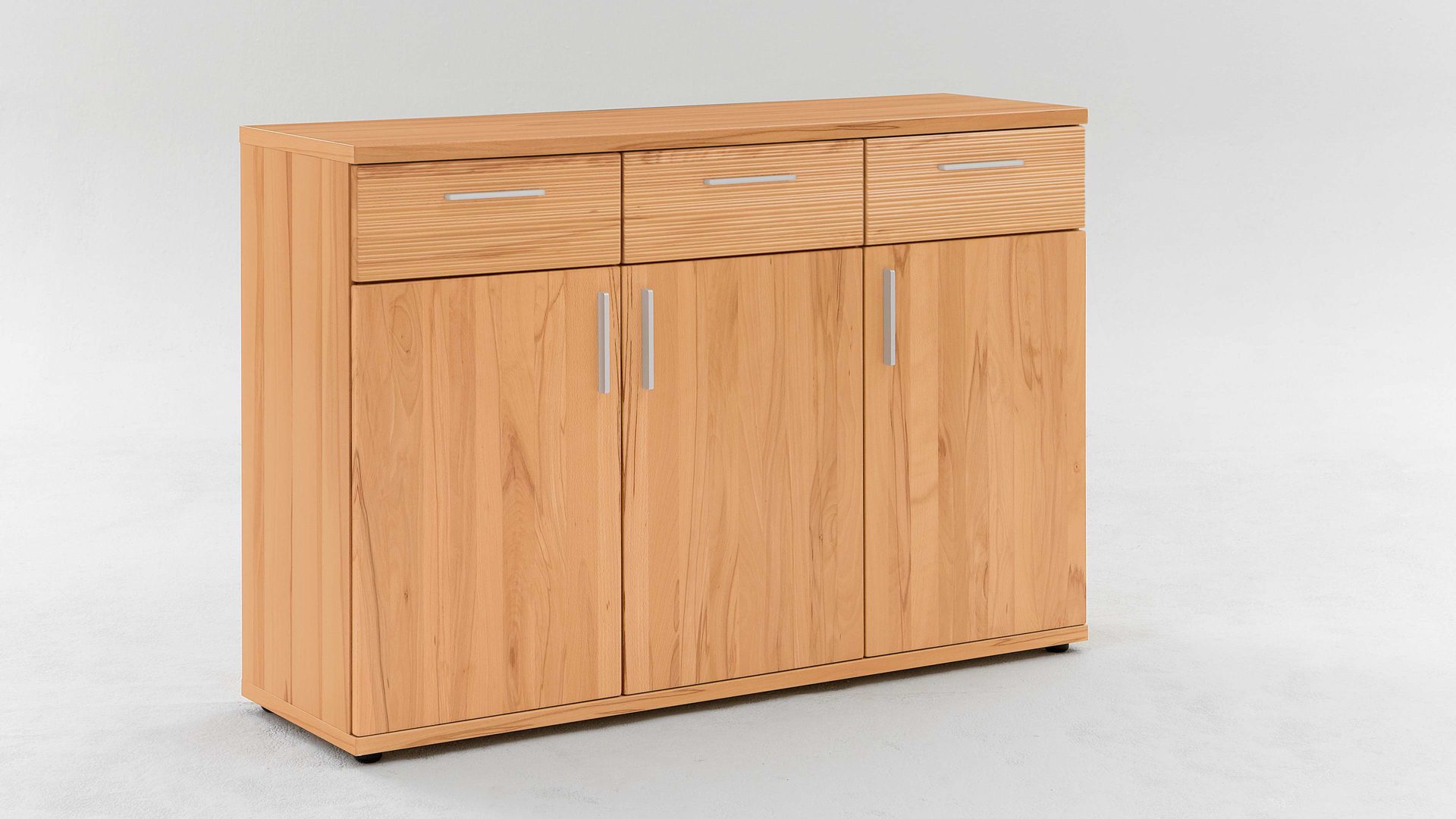 Kommode Voss möebel aus Holz in Holzfarben VOSS MÖBEL Sideboard Atlanta in Kernbuche teilmassiv 3 Schubkästen, 3 Türen,  Schubkastenfronten geschroppt