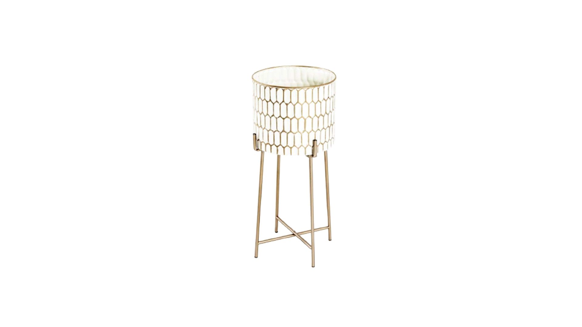 Blumensäule Haku aus Metall in Beige Blumensäule Creme & Gold - Höhe ca. 64 cm