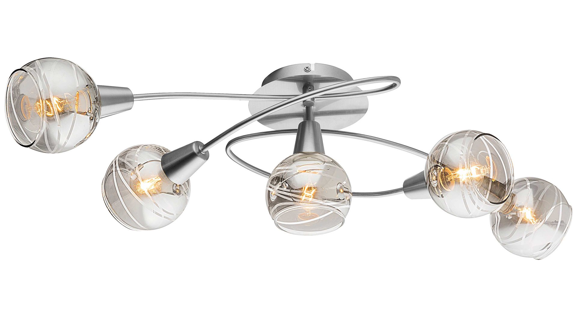Deckenleuchte Globo lighting aus Glas in Grau LED-Deckenleuchte Roman rauchfarbenes & klares Glas, Nickel matt – Länge ca. 63 cm