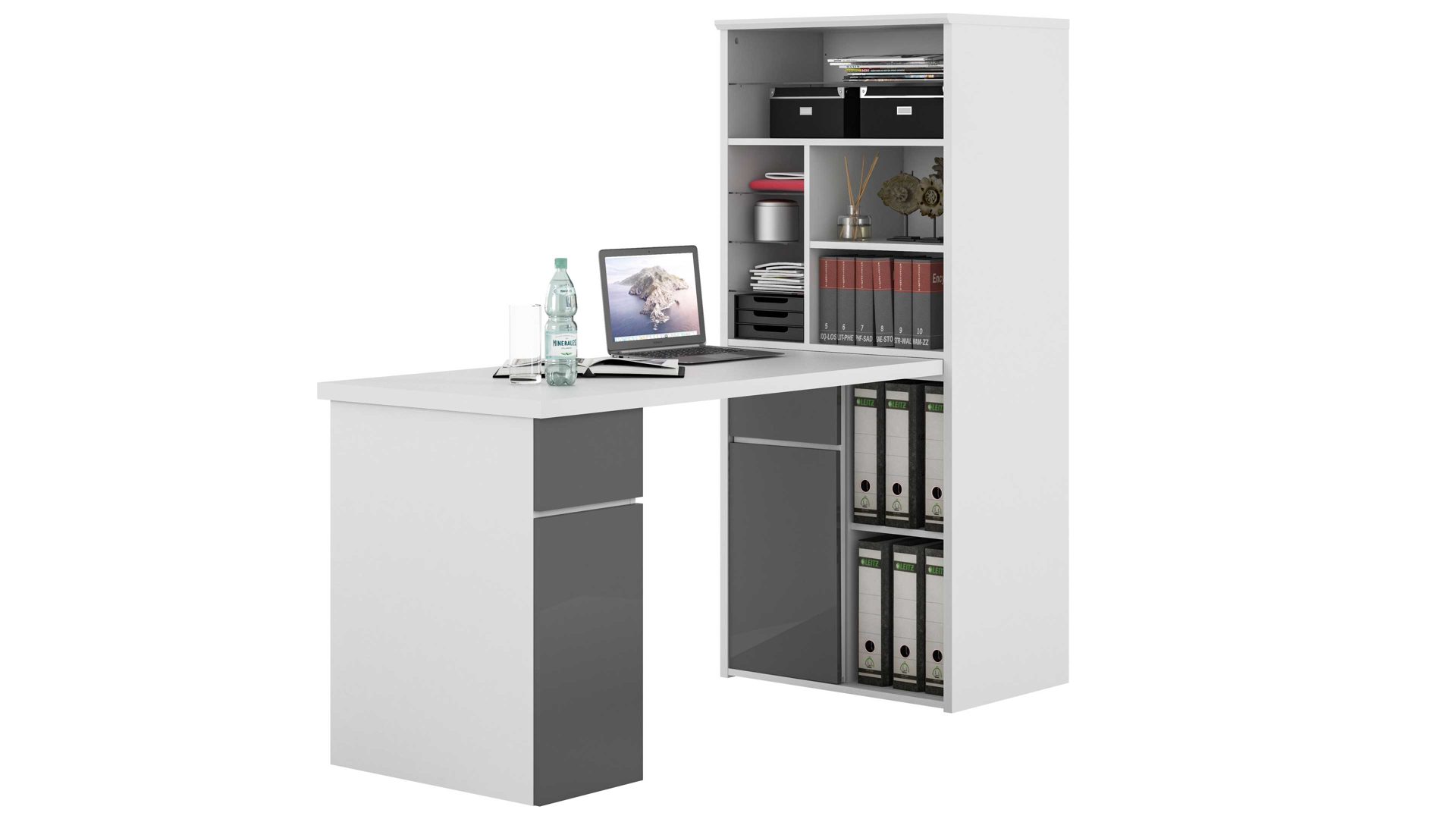 Schreibtisch Maja möbel aus Holz in Weiß Minioffice 9561 Eisweiß & Grau